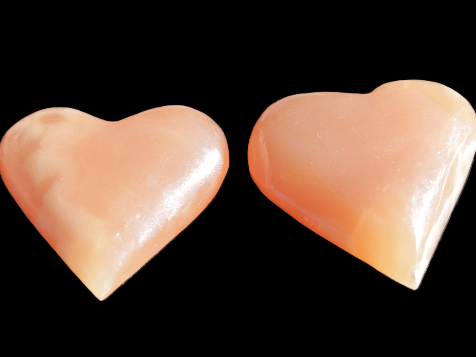 Ten Honey Calcite hearts selection 53-60mm 969g Wholesale Rocks and Things Store