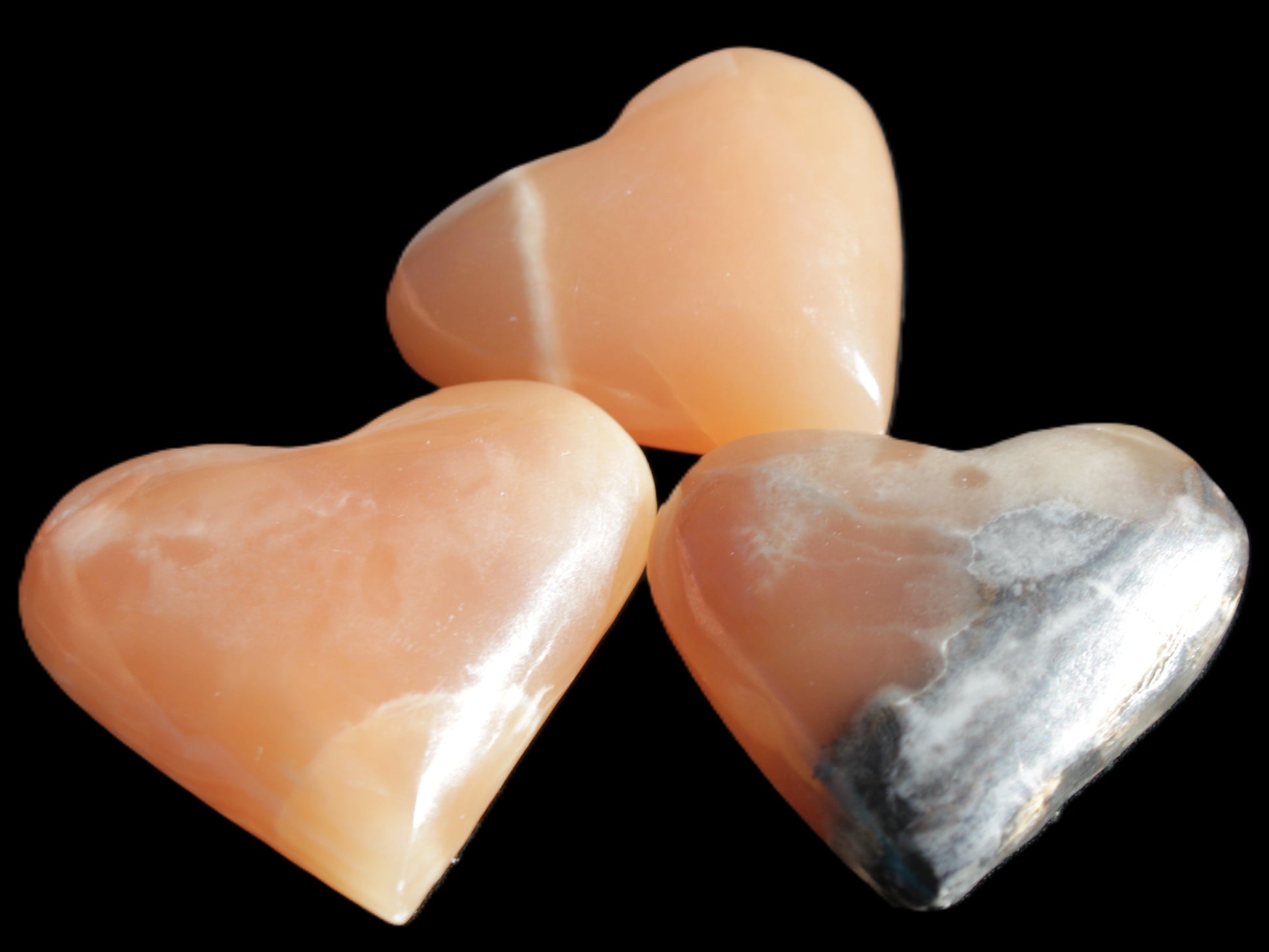Ten Honey Calcite hearts selection 53-60mm 969g Wholesale Rocks and Things Store