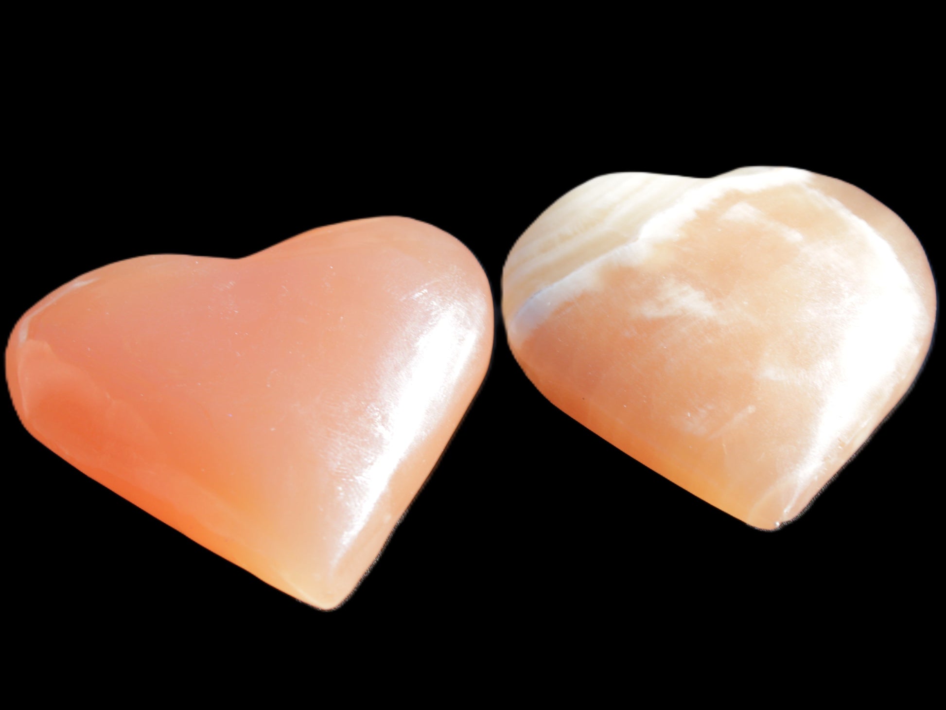 Ten Honey Calcite hearts selection 53-60mm 969g Wholesale Rocks and Things Store