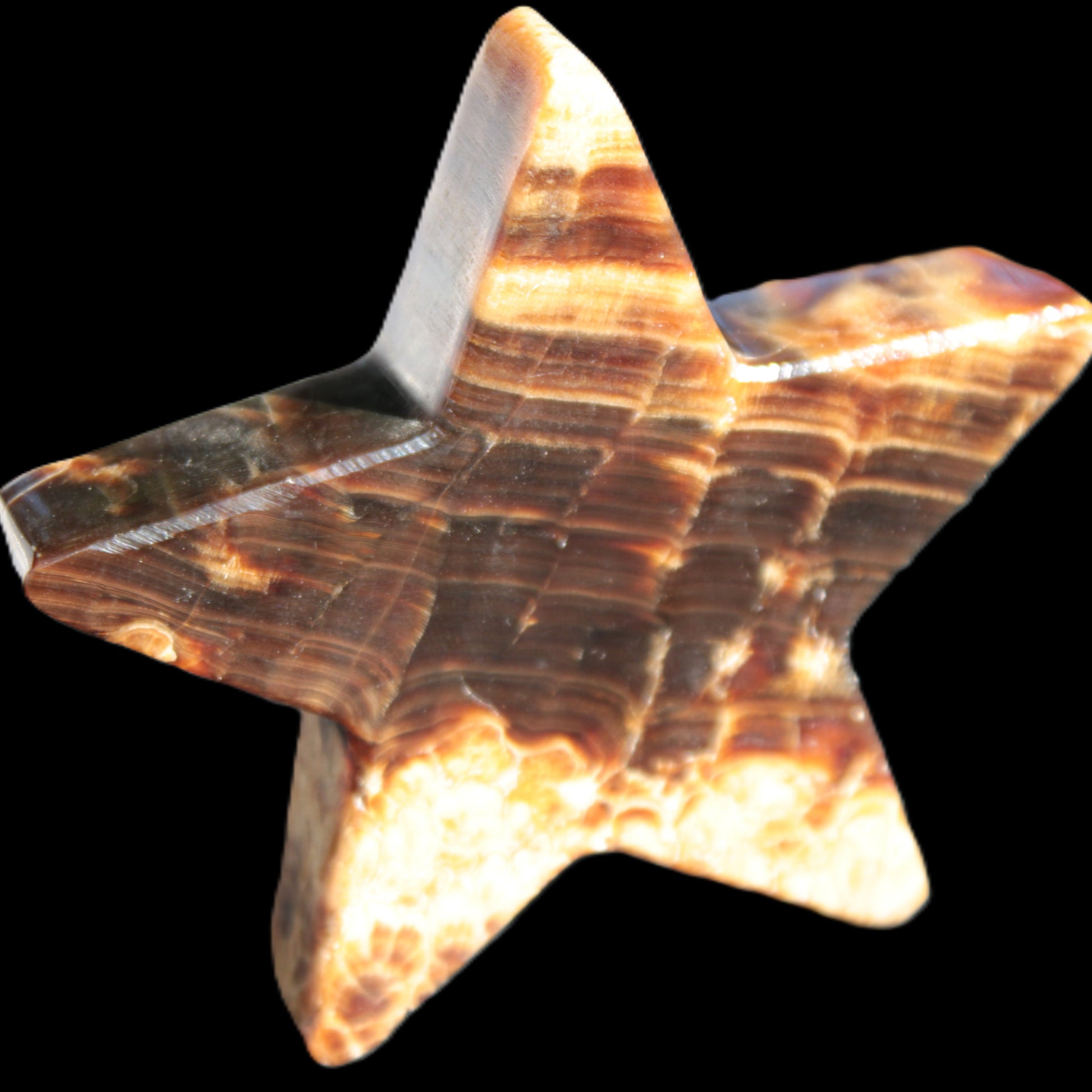 Chocolate Calcite Star 103*18mm 237.7g in very bright sunshine -  Rocks and Things Store