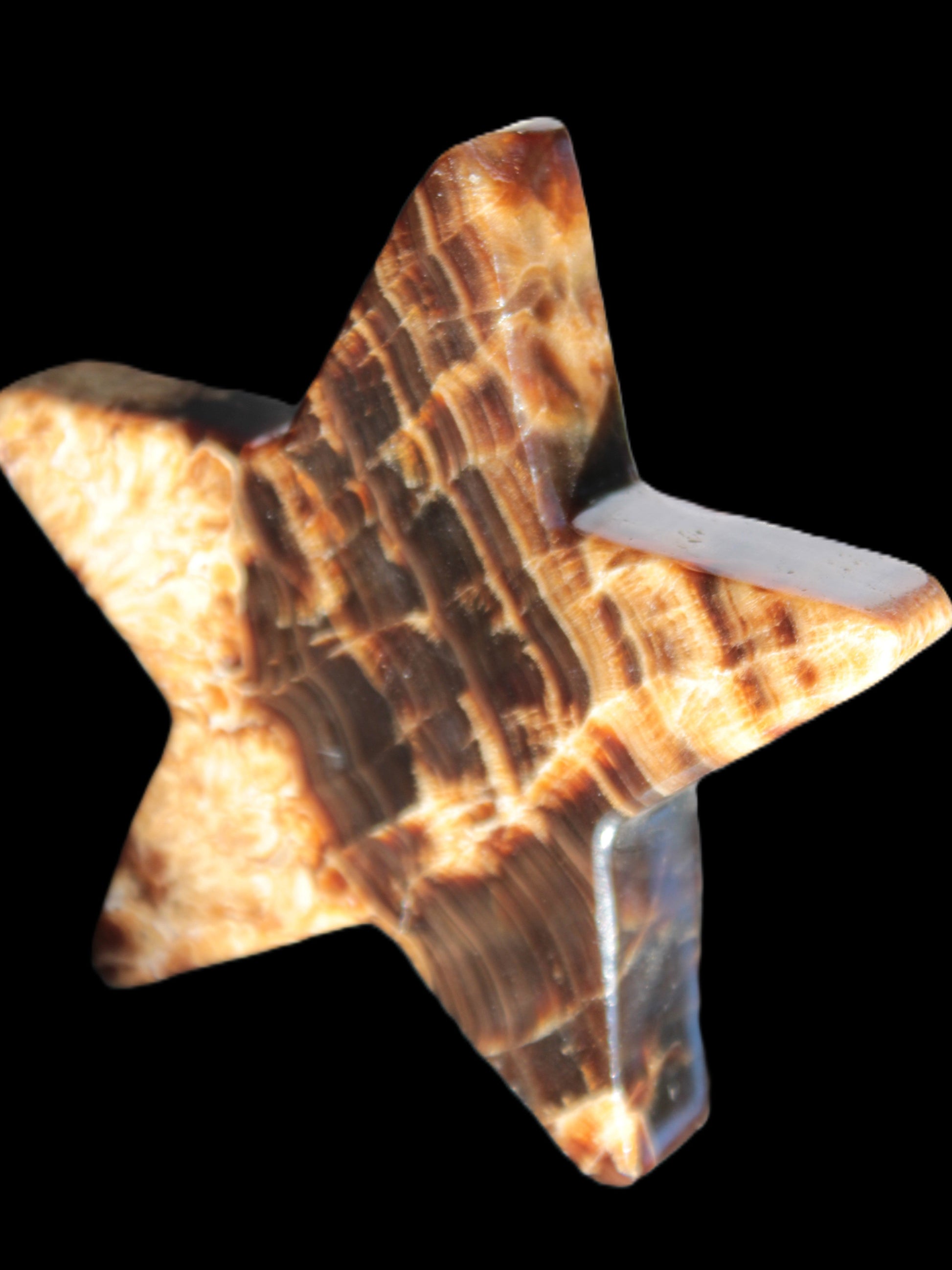 Chocolate Calcite Star 103*18mm 237.7g in very bright sunshine -  Rocks and Things Store
