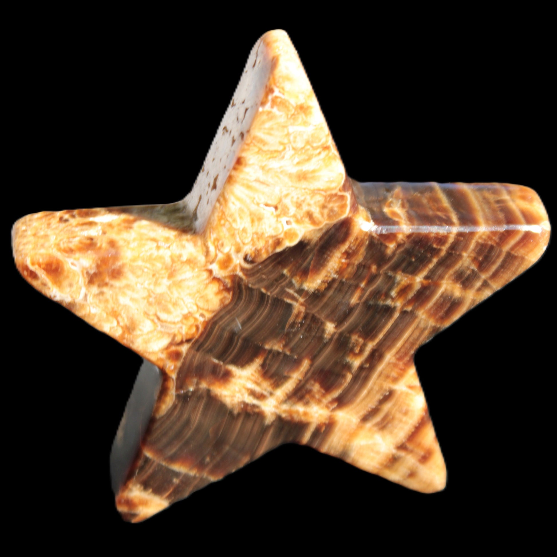 Chocolate Calcite Star 103*18mm 237.7g in very bright sunshine -  Rocks and Things Store