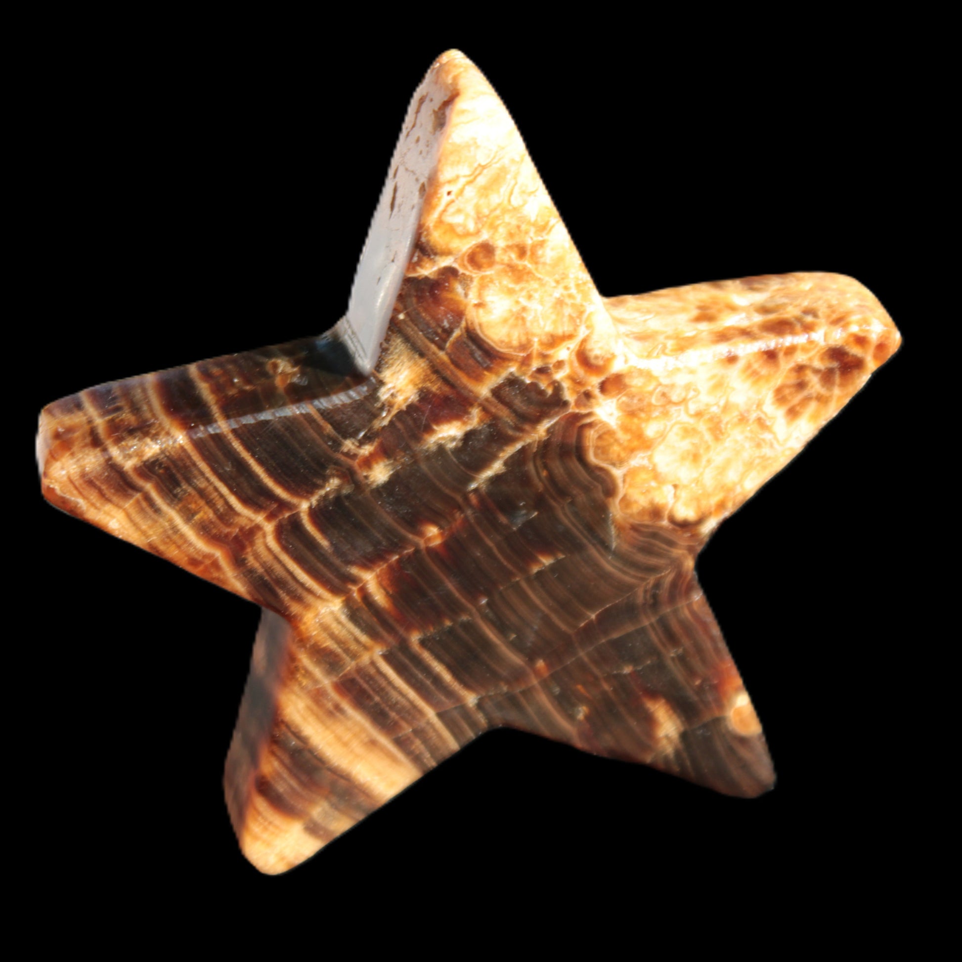 Chocolate Calcite Star 103*18mm 237.7g in very bright sunshine -  Rocks and Things Store