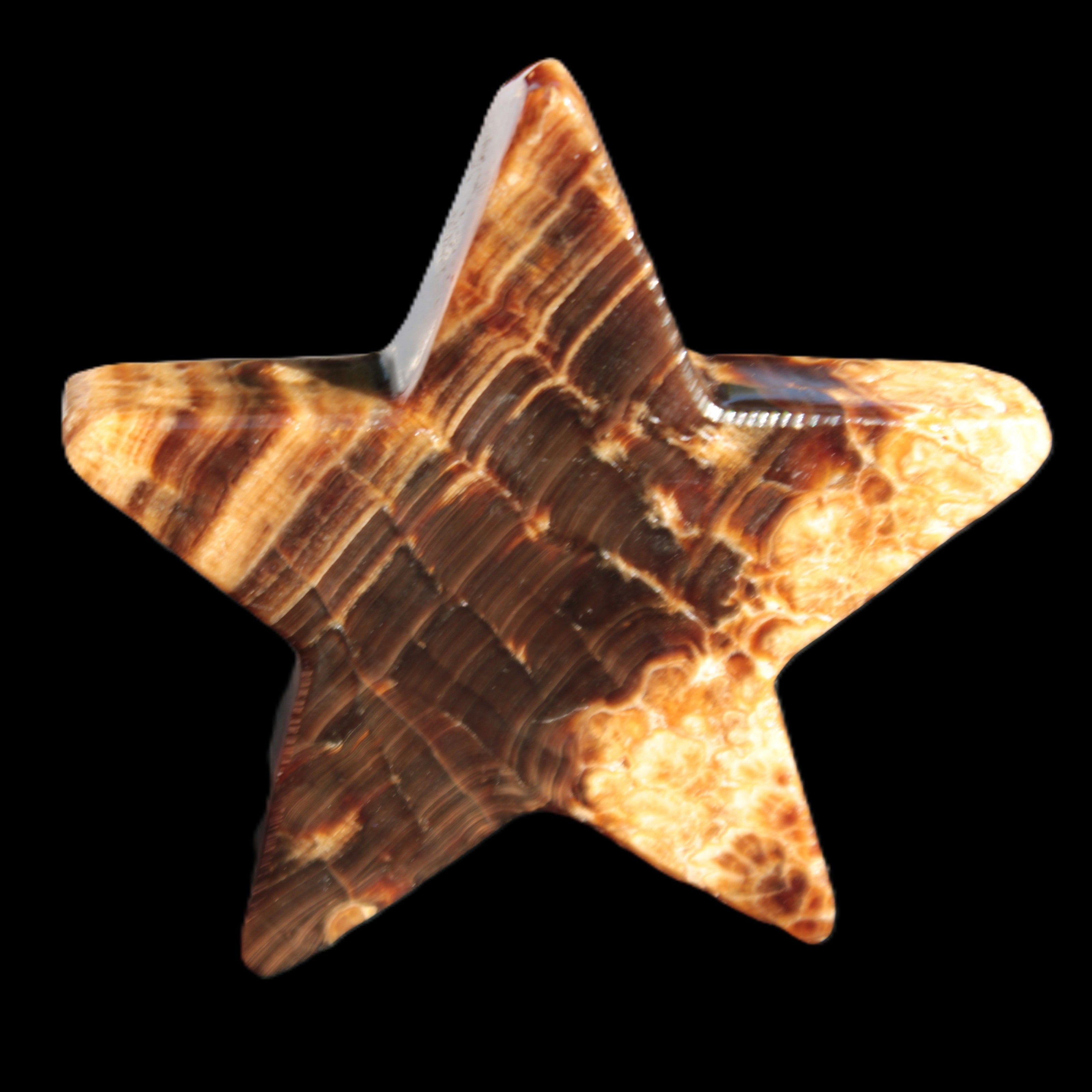 Chocolate Calcite Star 103*18mm 237.7g in very bright sunshine -  Rocks and Things Store