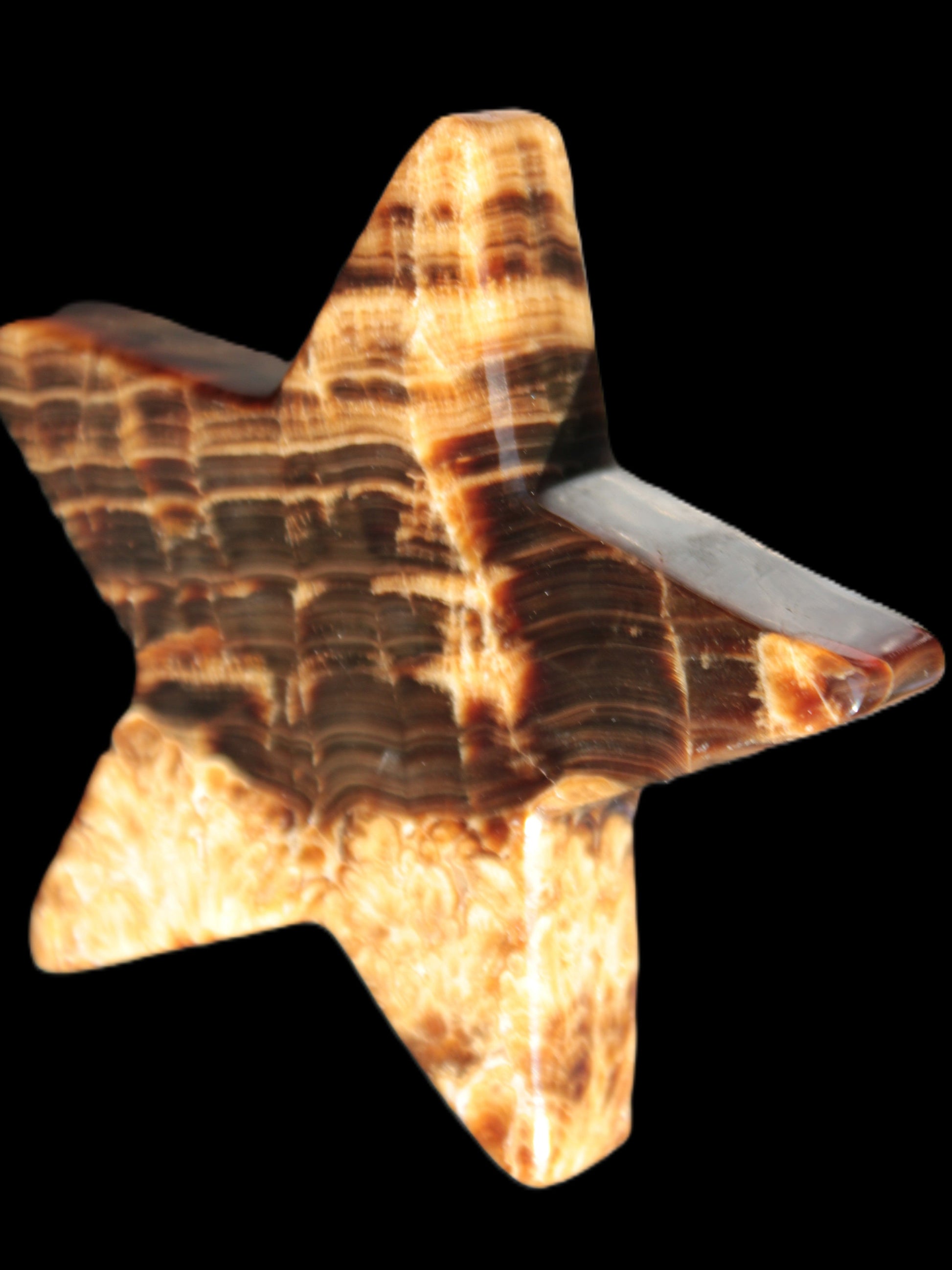 Chocolate Calcite Star 103*18mm 237.7g in very bright sunshine -  Rocks and Things Store