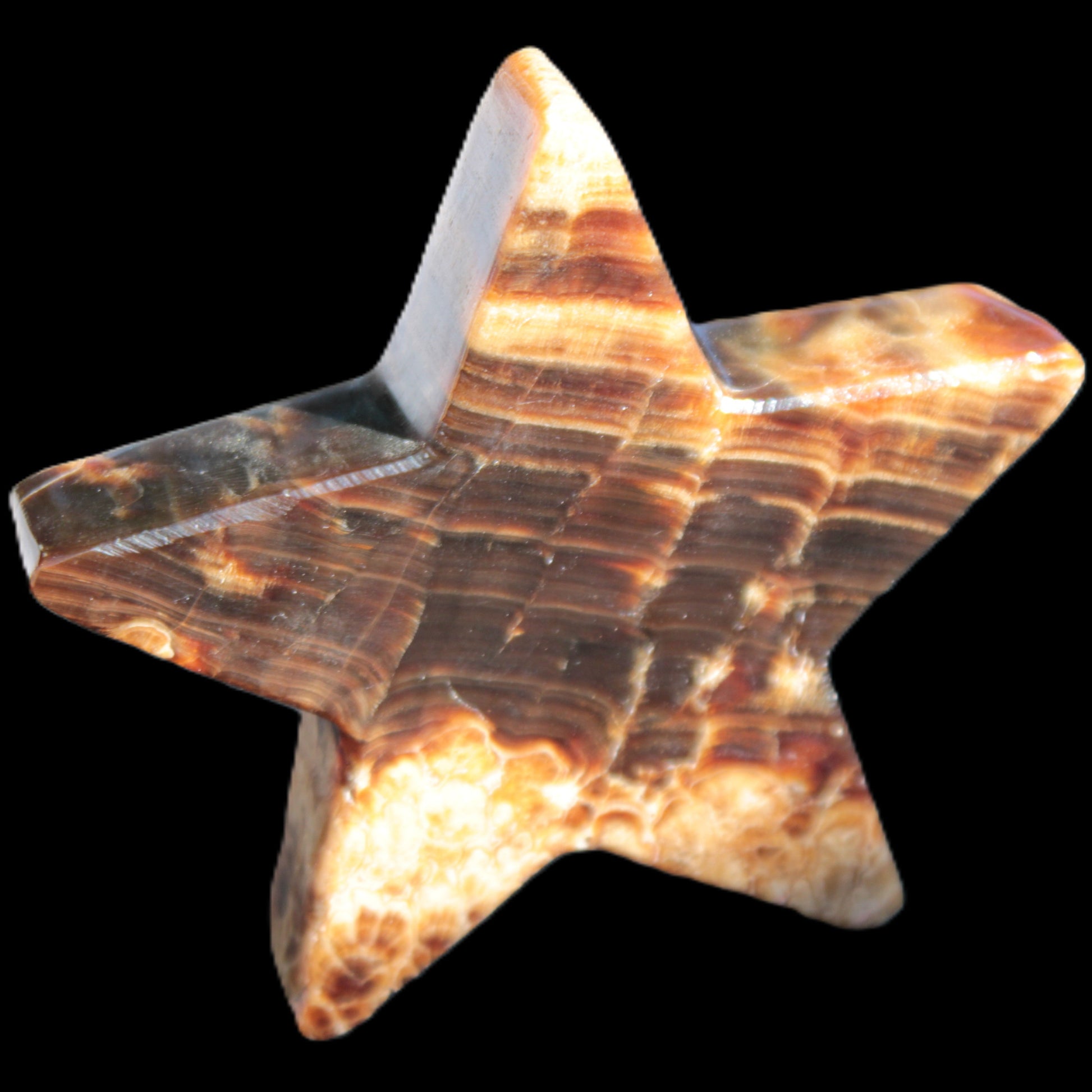 Chocolate Calcite Star 103*18mm 237.7g in very bright sunshine -  Rocks and Things Store
