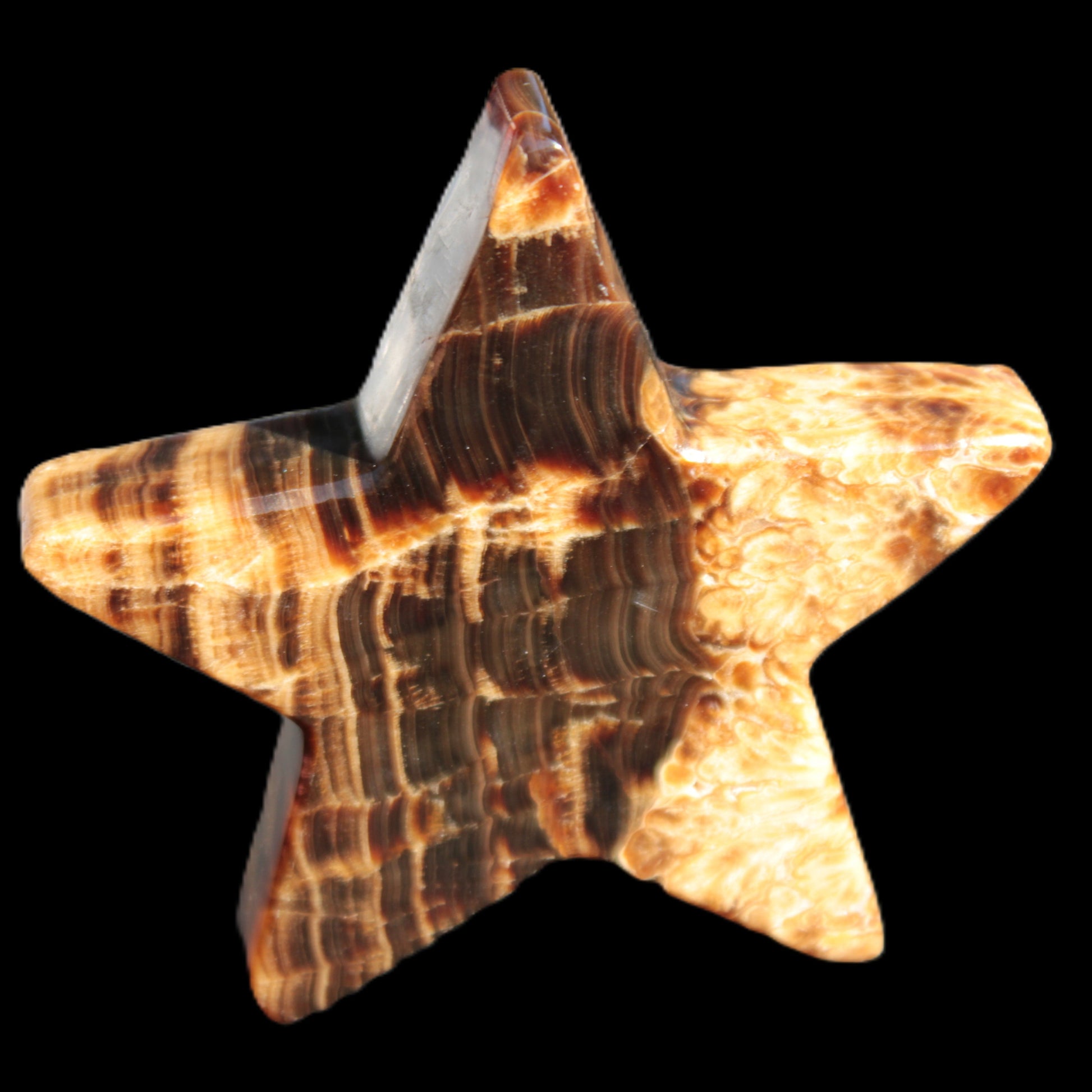 Chocolate Calcite Star 103*18mm 237.7g in very bright sunshine -  Rocks and Things Store
