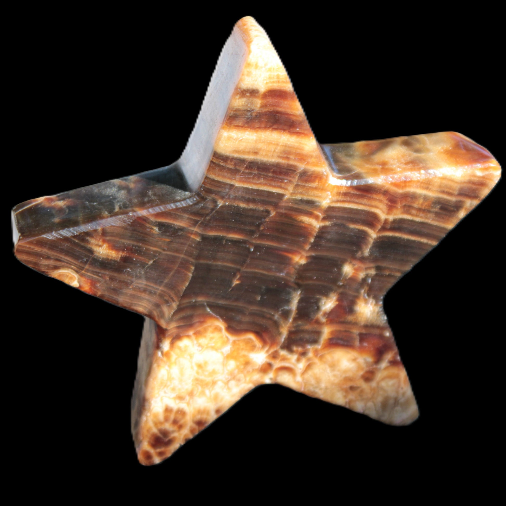 Chocolate Calcite Star 103*18mm 237.7g in very bright sunshine -  Rocks and Things Store