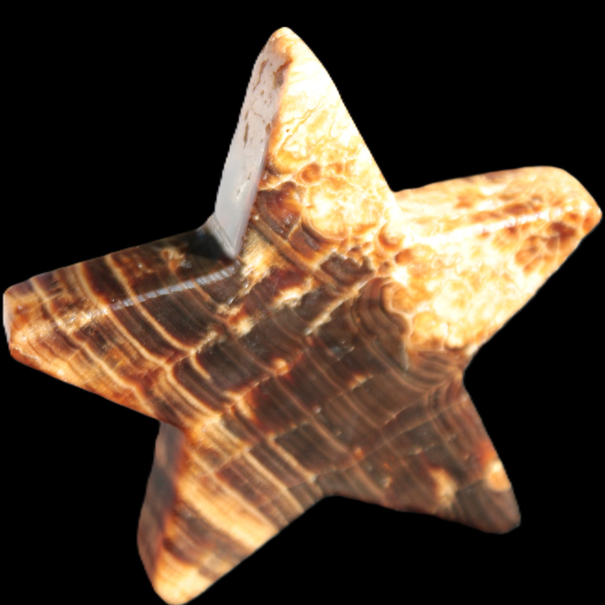 Chocolate Calcite Star 103*18mm 237.7g in very bright sunshine -  Rocks and Things Store