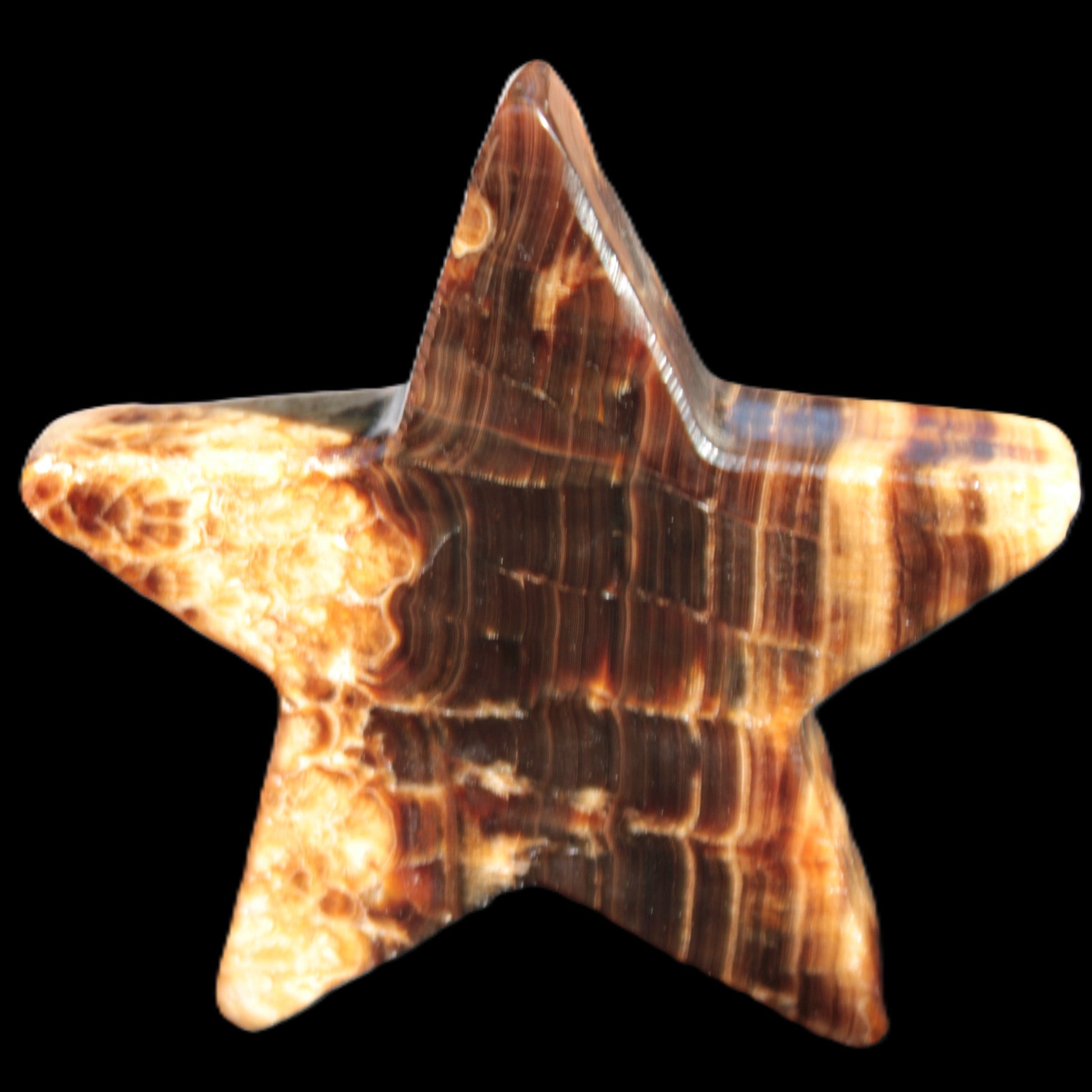 Chocolate Calcite Star 103*18mm 237.7g in very bright sunshine -  Rocks and Things Store
