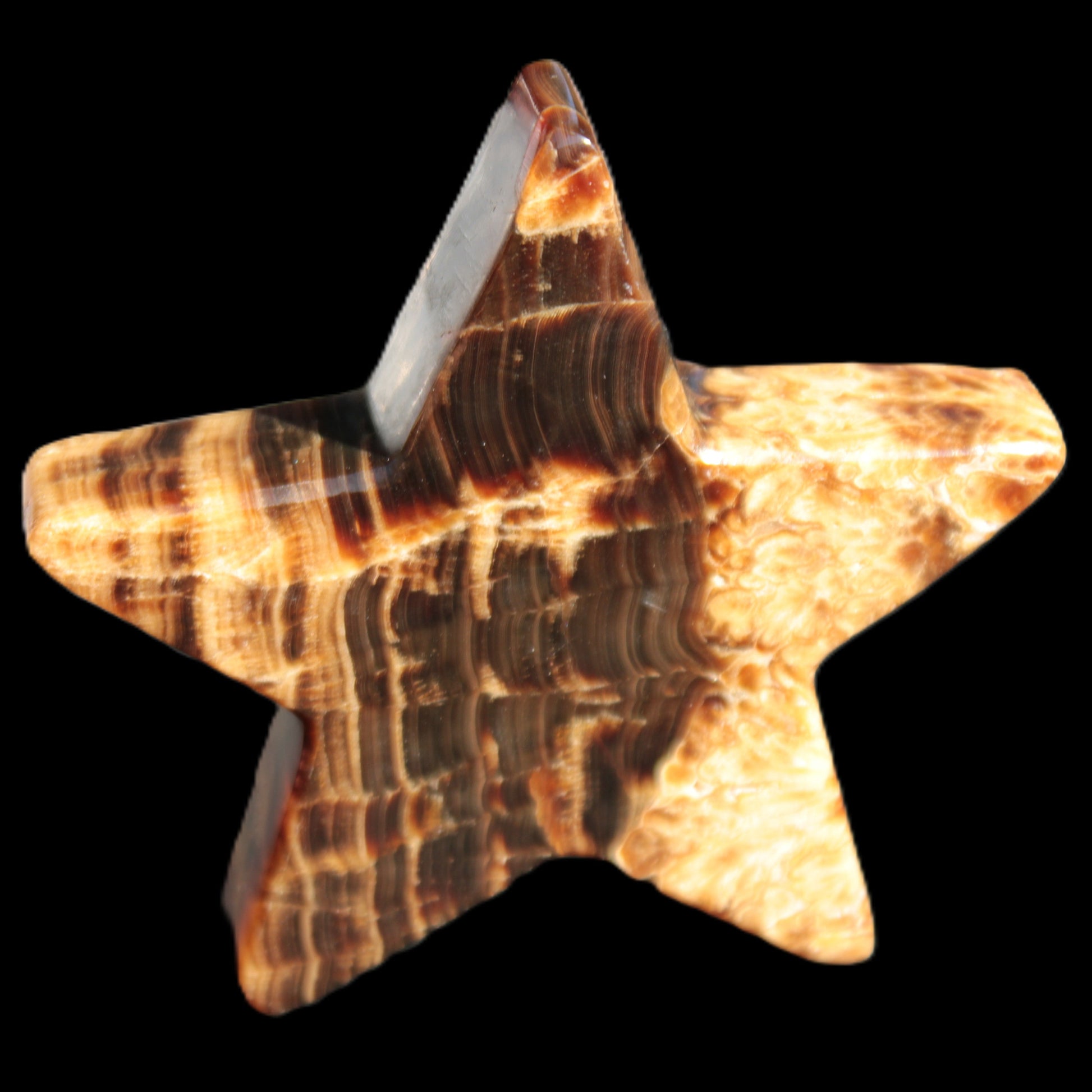 Chocolate Calcite Star 103*18mm 237.7g in very bright sunshine -  Rocks and Things Store