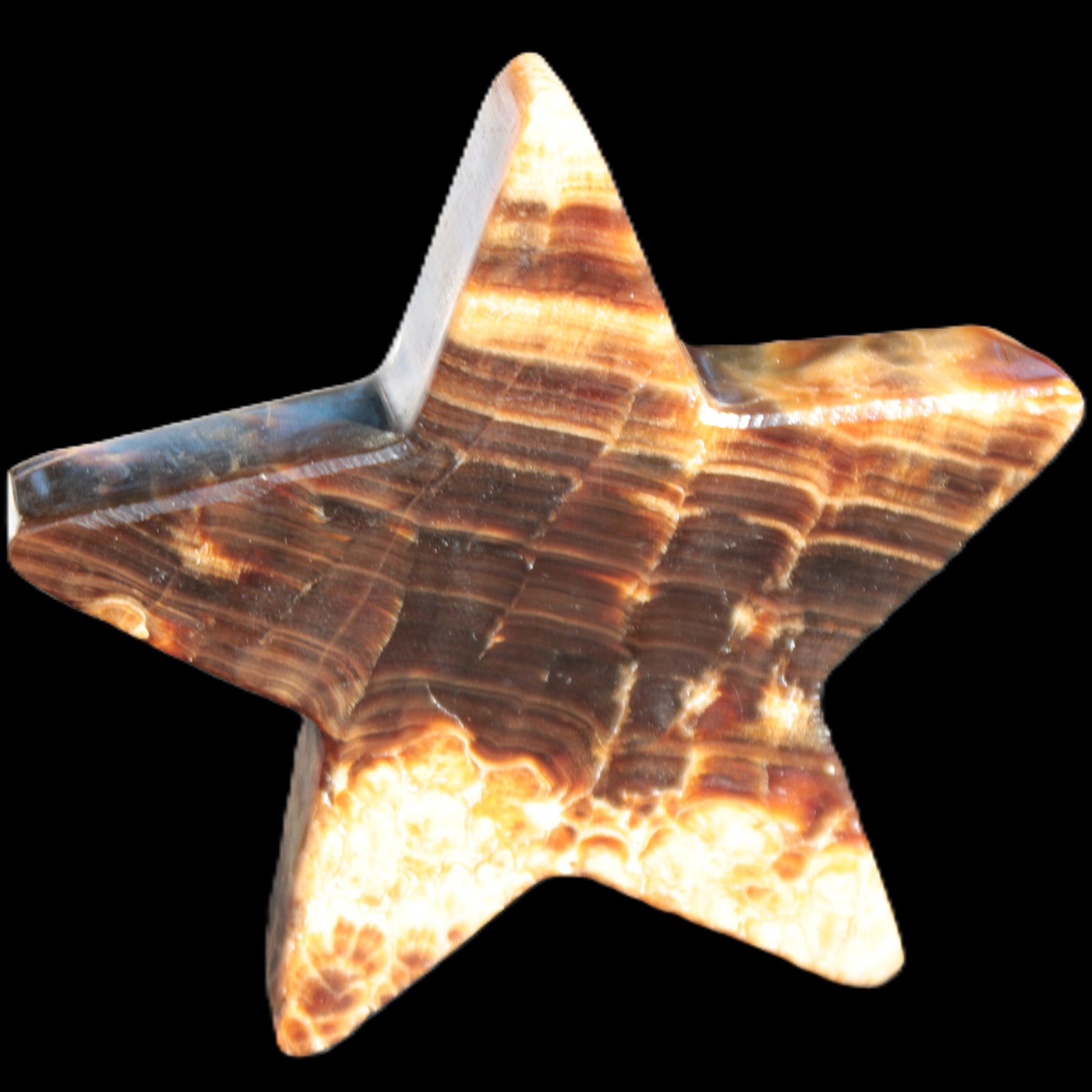 Chocolate Calcite Star 103*18mm 237.7g in very bright sunshine -  Rocks and Things Store