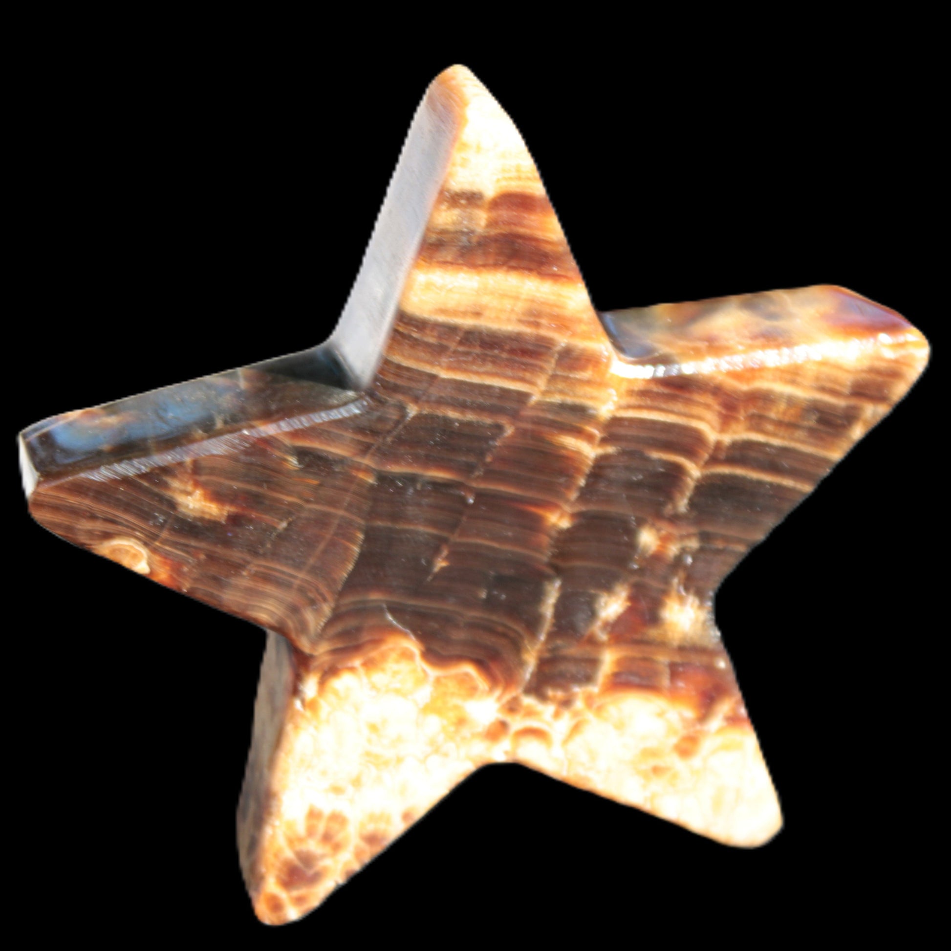 Chocolate Calcite Star 103*18mm 237.7g in very bright sunshine -  Rocks and Things Store