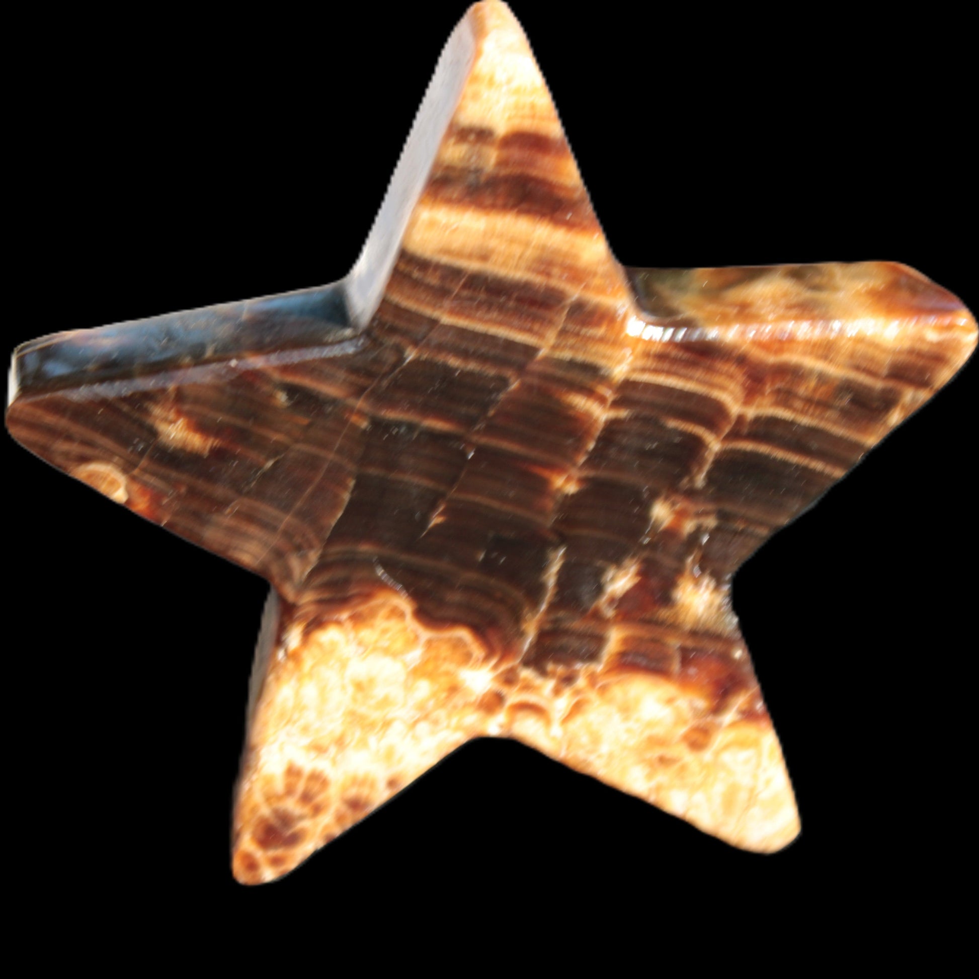 Chocolate Calcite Star 103*18mm 237.7g in very bright sunshine -  Rocks and Things Store