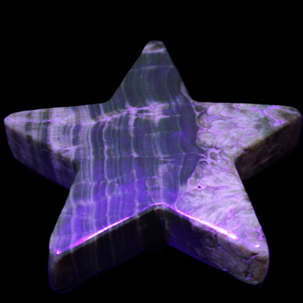 Chocolate Calcite Star 103*18mm 237.7g in UV light -  Rocks and Things Store