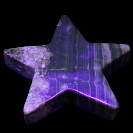 Chocolate Calcite Star 103*18mm 237.7g in UV light -  Rocks and Things Store