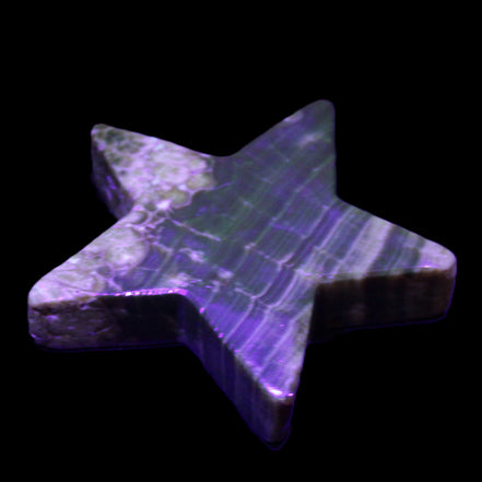 Chocolate Calcite Star 103*18mm 237.7g in UV light -  Rocks and Things Store