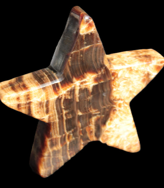 Chocolate Calcite Star 103*18mm 237.7g in very bright sunshine -  Rocks and Things Store