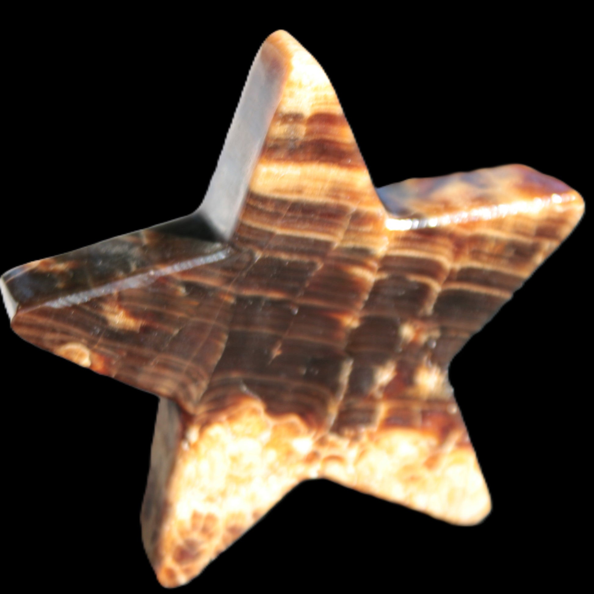 Chocolate Calcite Star 103*18mm 237.7g in very bright sunshine -  Rocks and Things Store