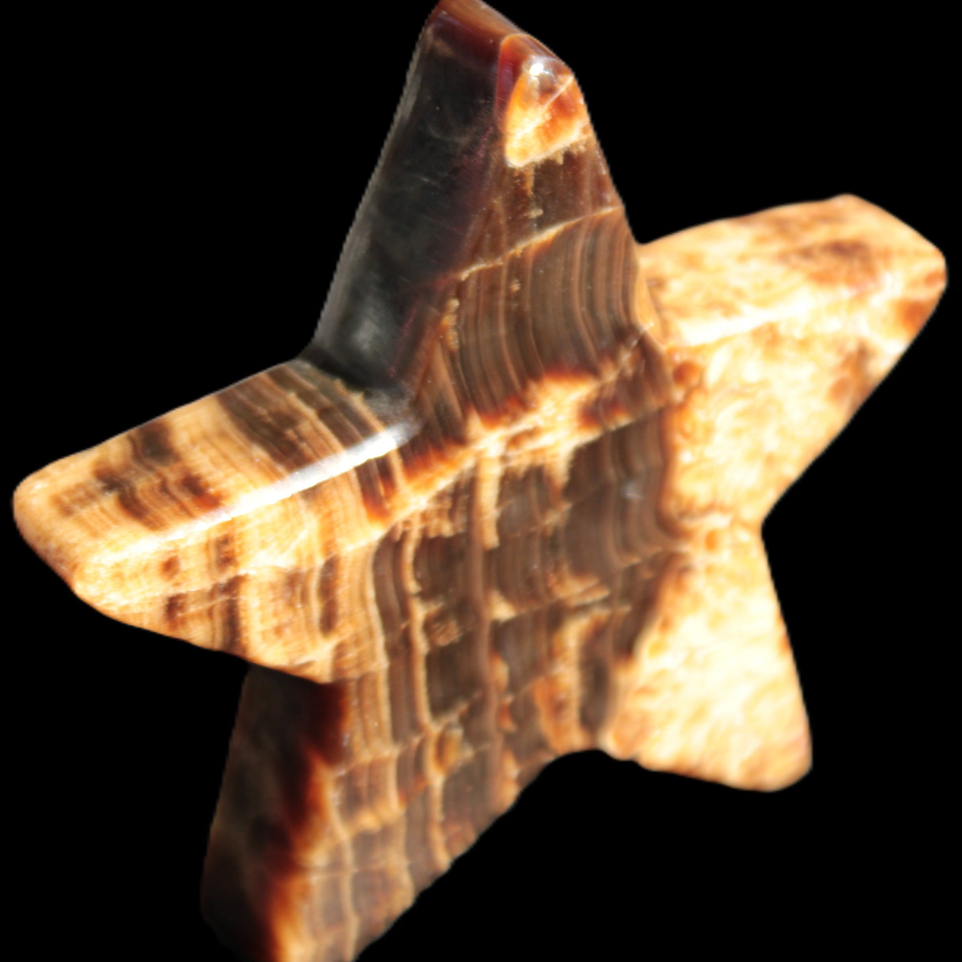 Chocolate Calcite Star 103*18mm 237.7g in very bright sunshine -  Rocks and Things Store