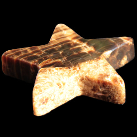 Chocolate Calcite Star 103*18mm 237.7g in very bright sunshine -  Rocks and Things Store