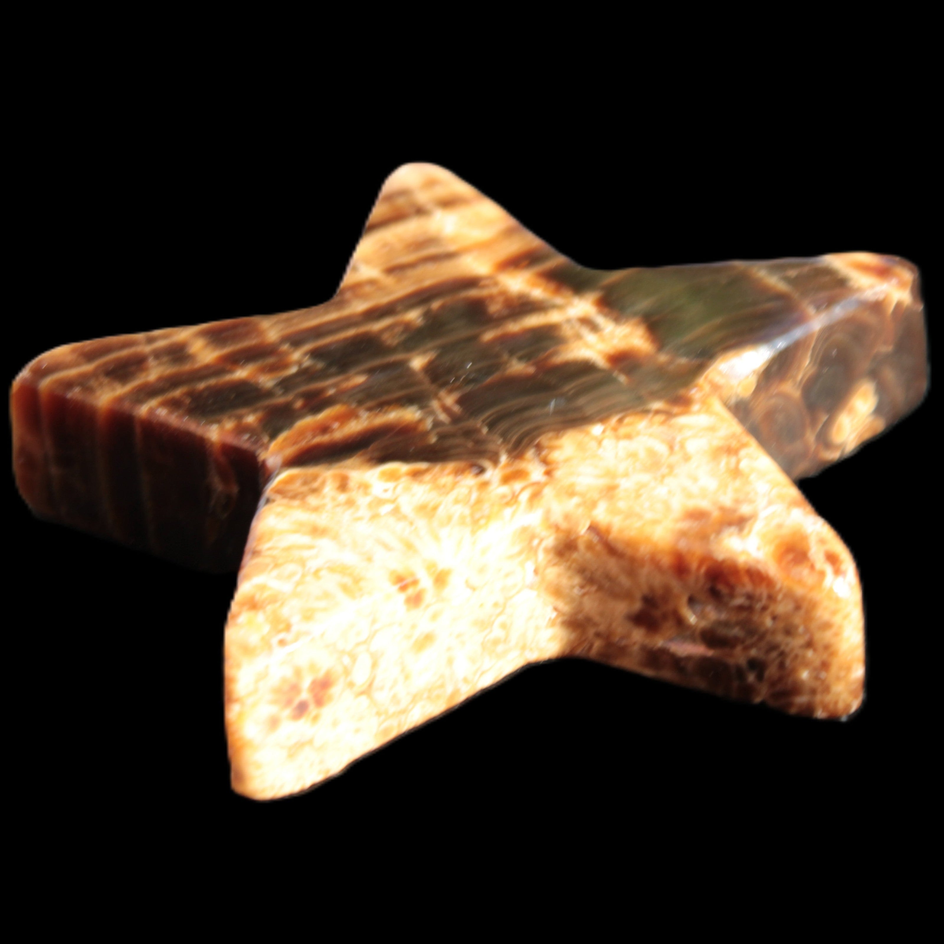 Chocolate Calcite Star 103*18mm 237.7g in very bright sunshine -  Rocks and Things Store