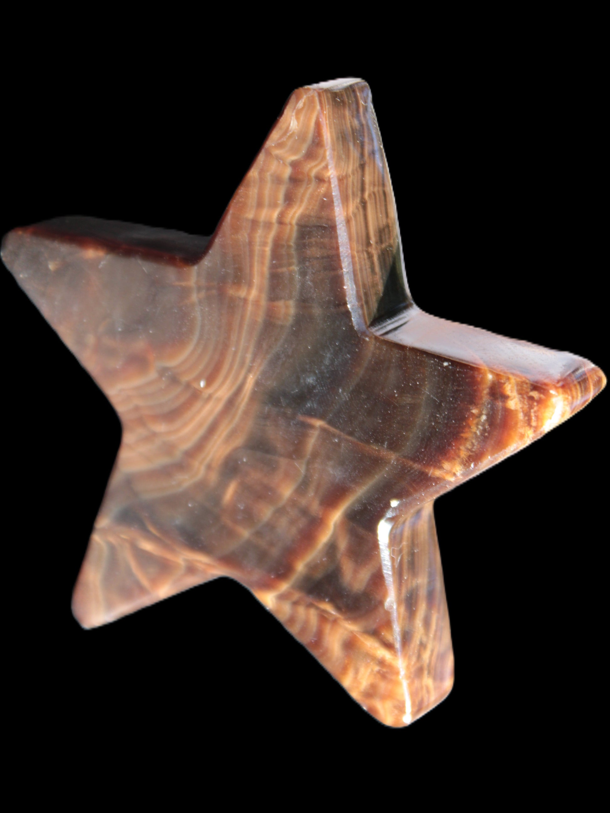 Chocolate Calcite Star 103*19mm 243.3g in very bright sunshine - Rocks and Things Store