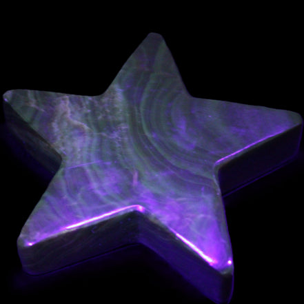 Chocolate Calcite Star 103*19mm 243.3g in UV light - Rocks and Things Store