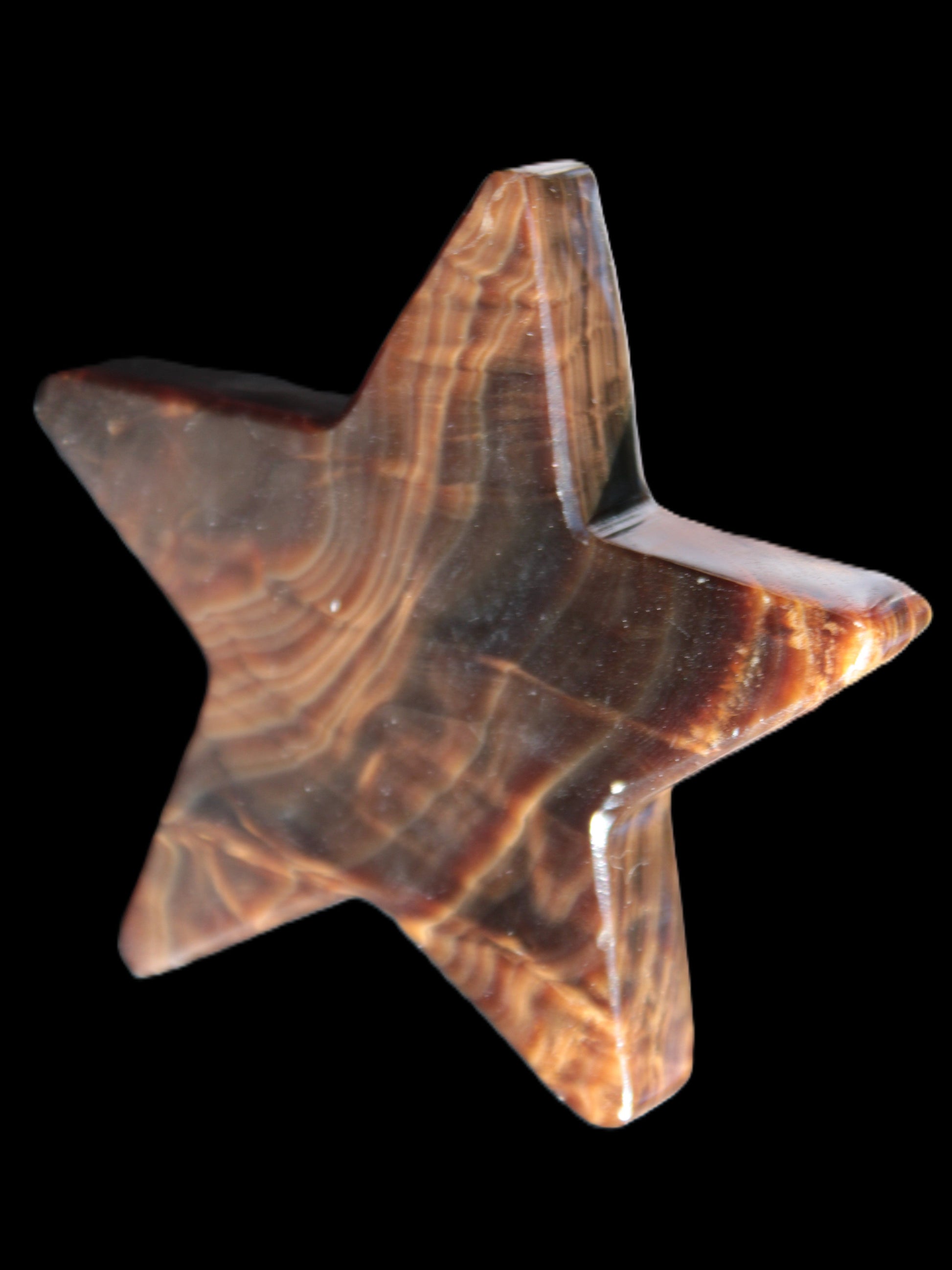 Chocolate Calcite Star 103*19mm 243.3g in very bright sunshine - Rocks and Things Store