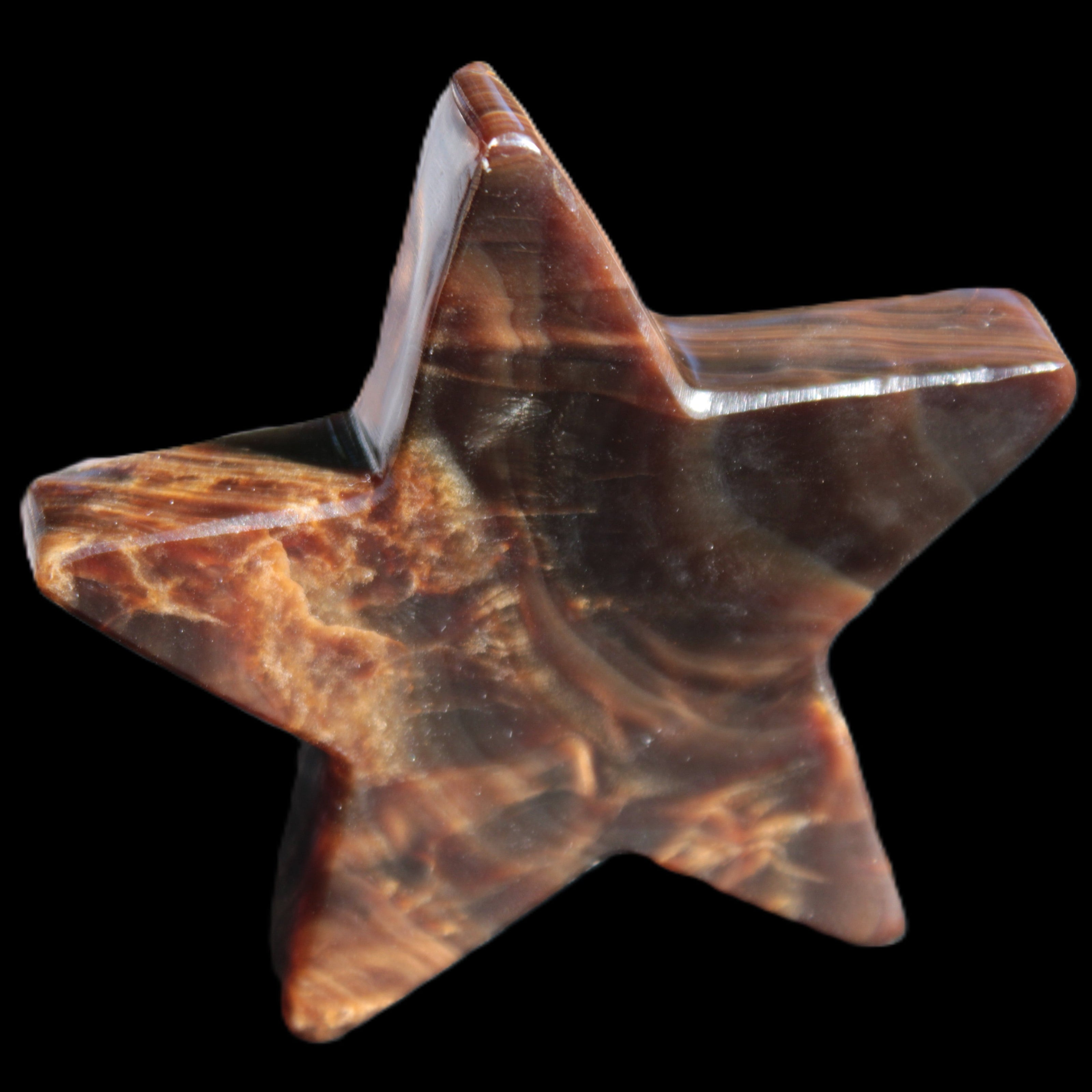 Chocolate Calcite Star 103*19mm 243.3g in very bright sunshine - Rocks and Things Store