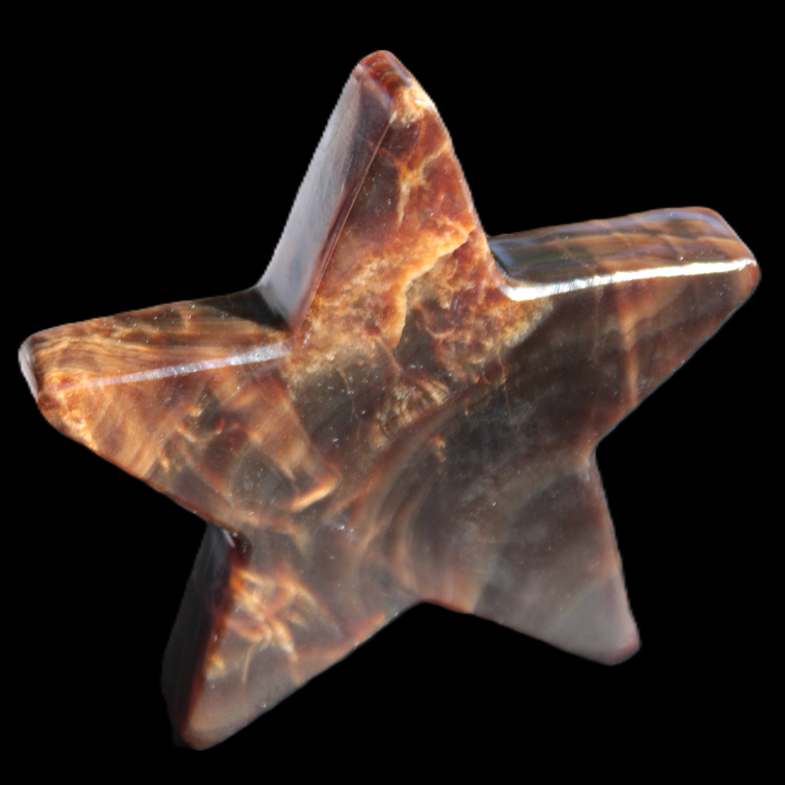 Chocolate Calcite Star 103*19mm 243.3g in very bright sunshine - Rocks and Things Store