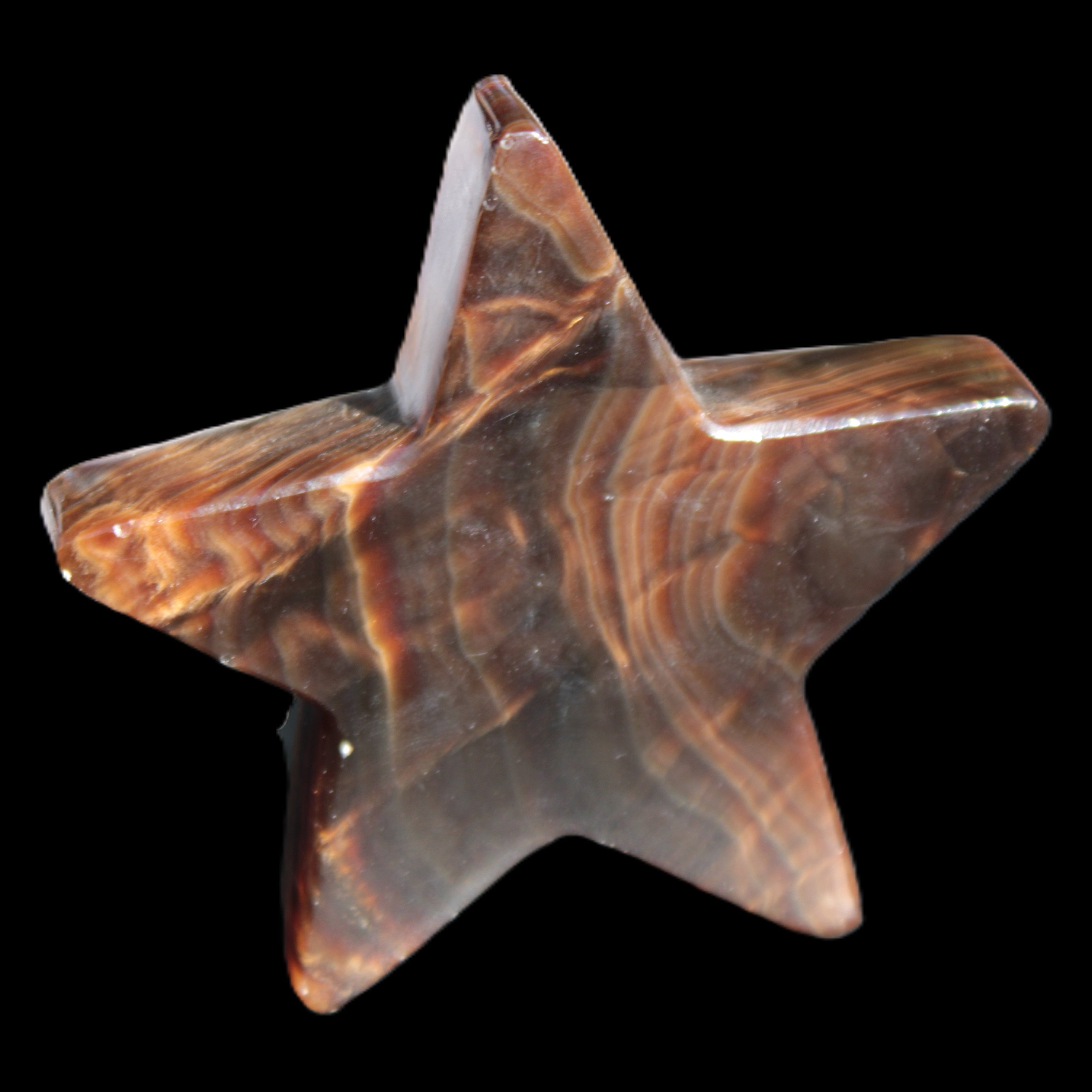 Chocolate Calcite Star 103*19mm 243.3g in very bright sunshine - Rocks and Things Store