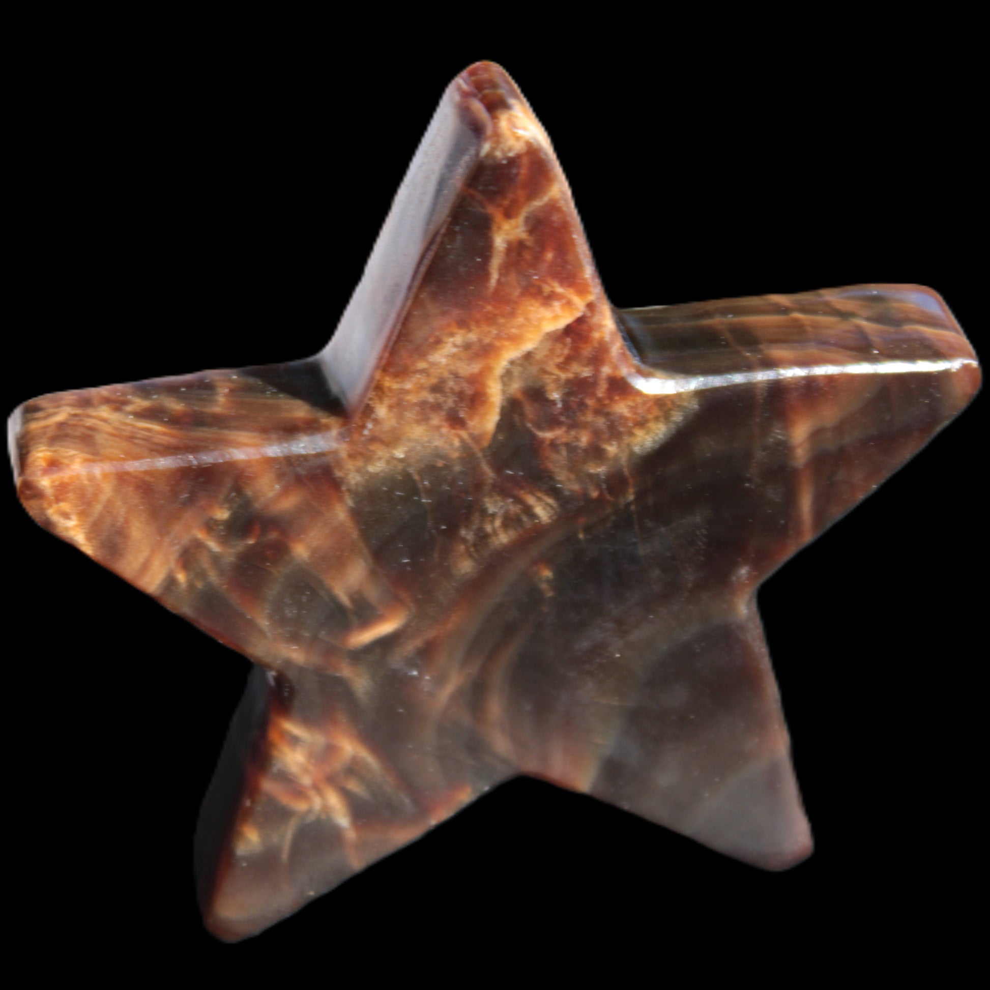 Chocolate Calcite Star 103*19mm 243.3g in very bright sunshine - Rocks and Things Store