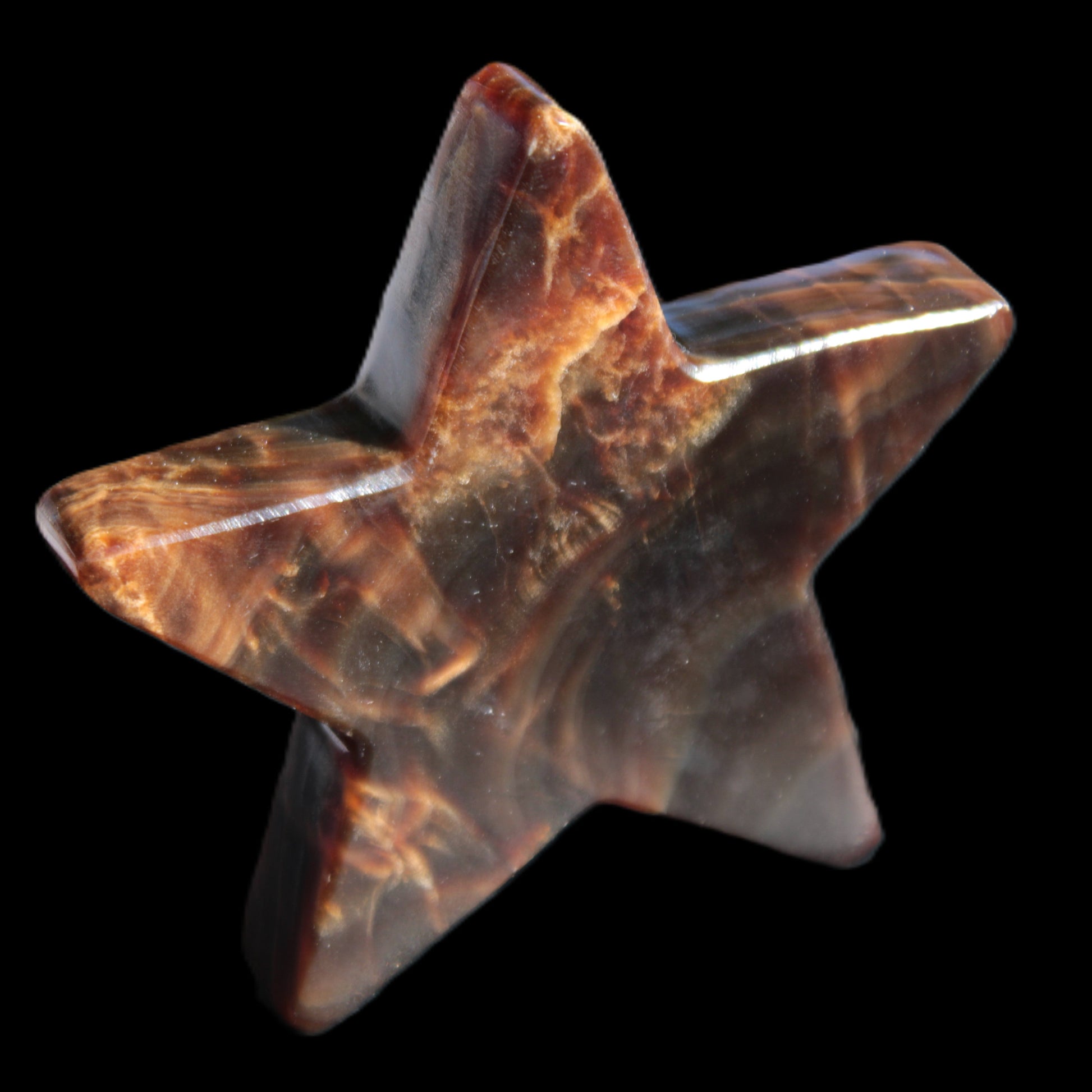 Chocolate Calcite Star 103*19mm 243.3g in very bright sunshine - Rocks and Things Store