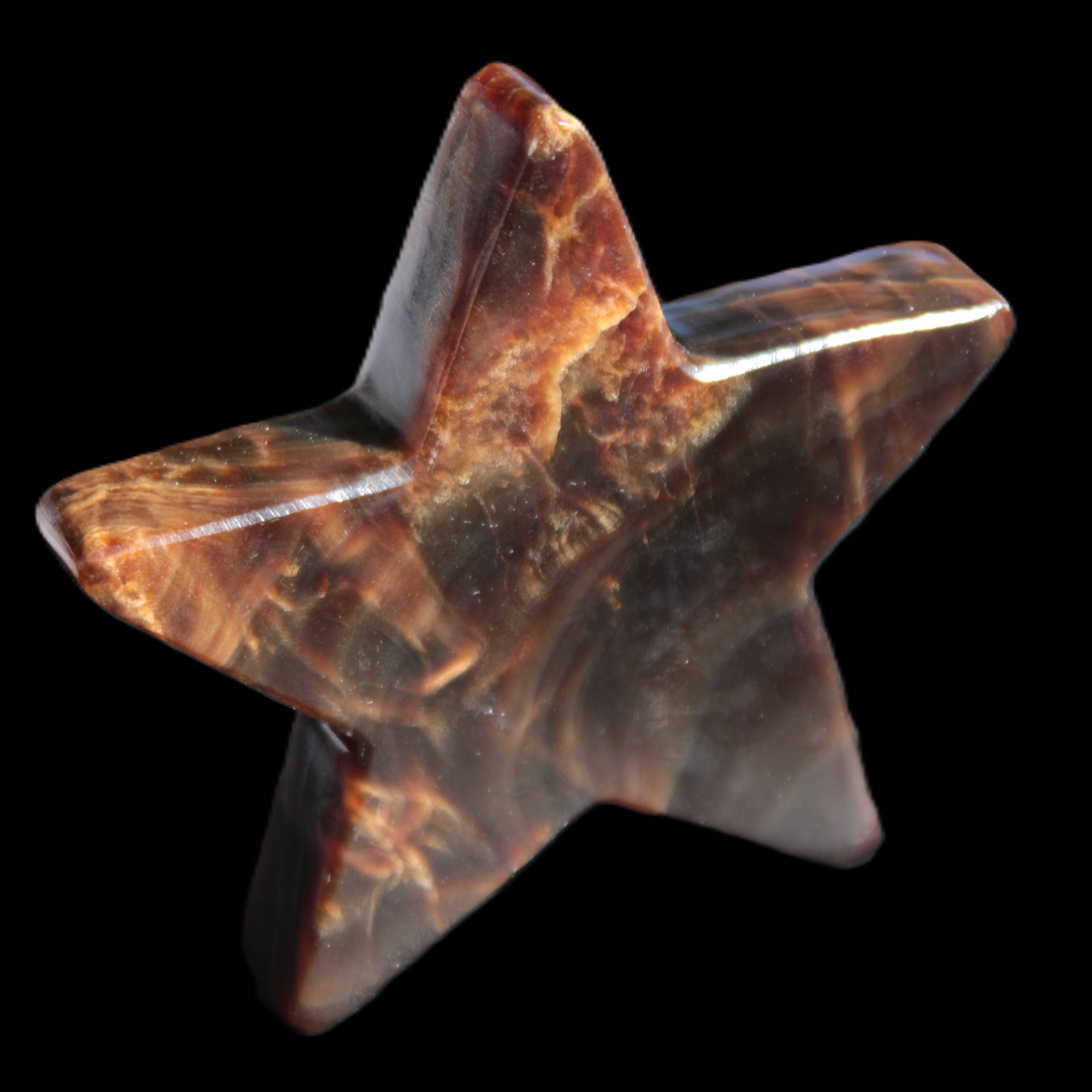 Chocolate Calcite Star 103*19mm 243.3g in very bright sunshine - Rocks and Things Store