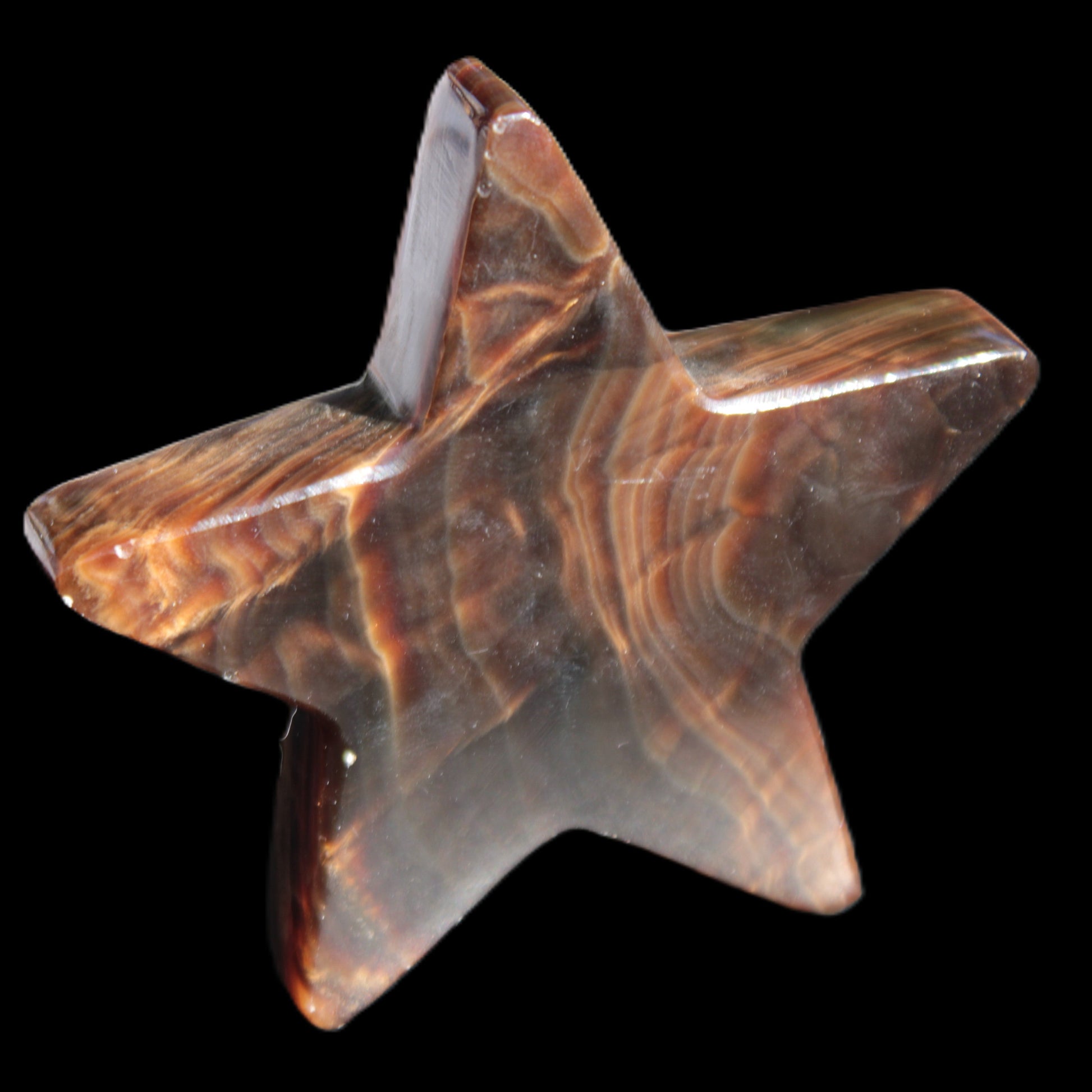 Chocolate Calcite Star 103*19mm 243.3g in very bright sunshine - Rocks and Things Store