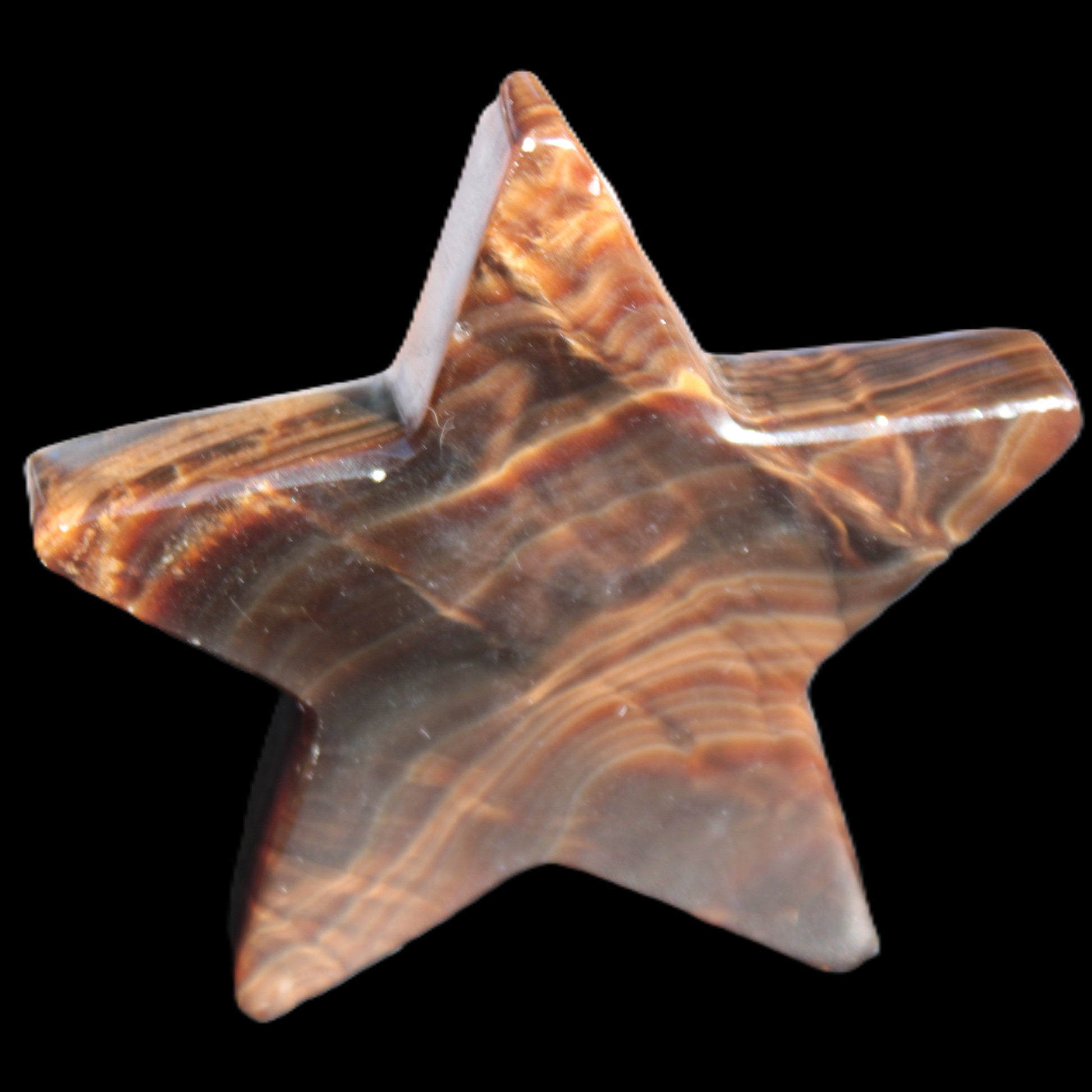 Chocolate Calcite Star 103*19mm 243.3g in very bright sunshine - Rocks and Things Store