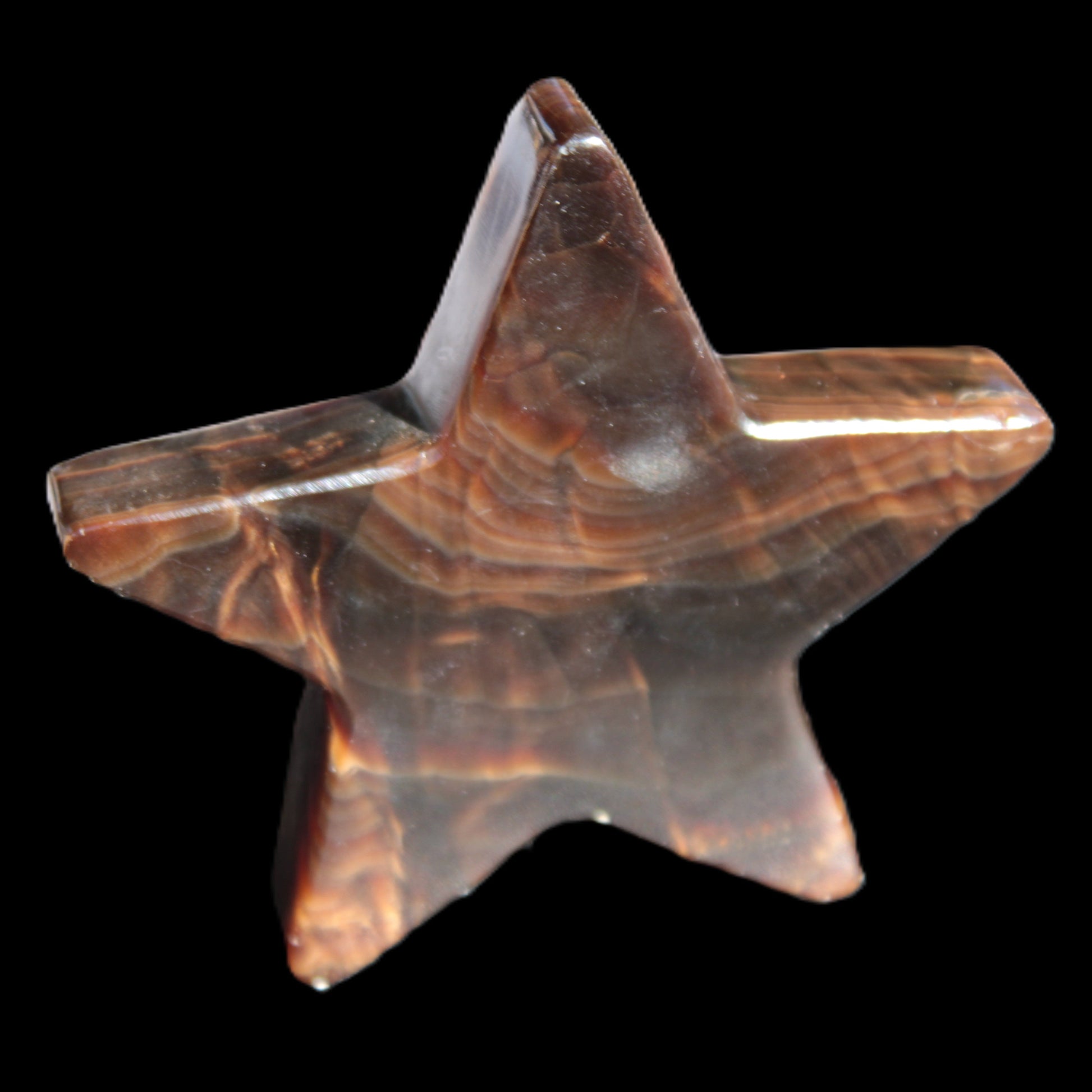 Chocolate Calcite Star 103*19mm 243.3g in very bright sunshine - Rocks and Things Store