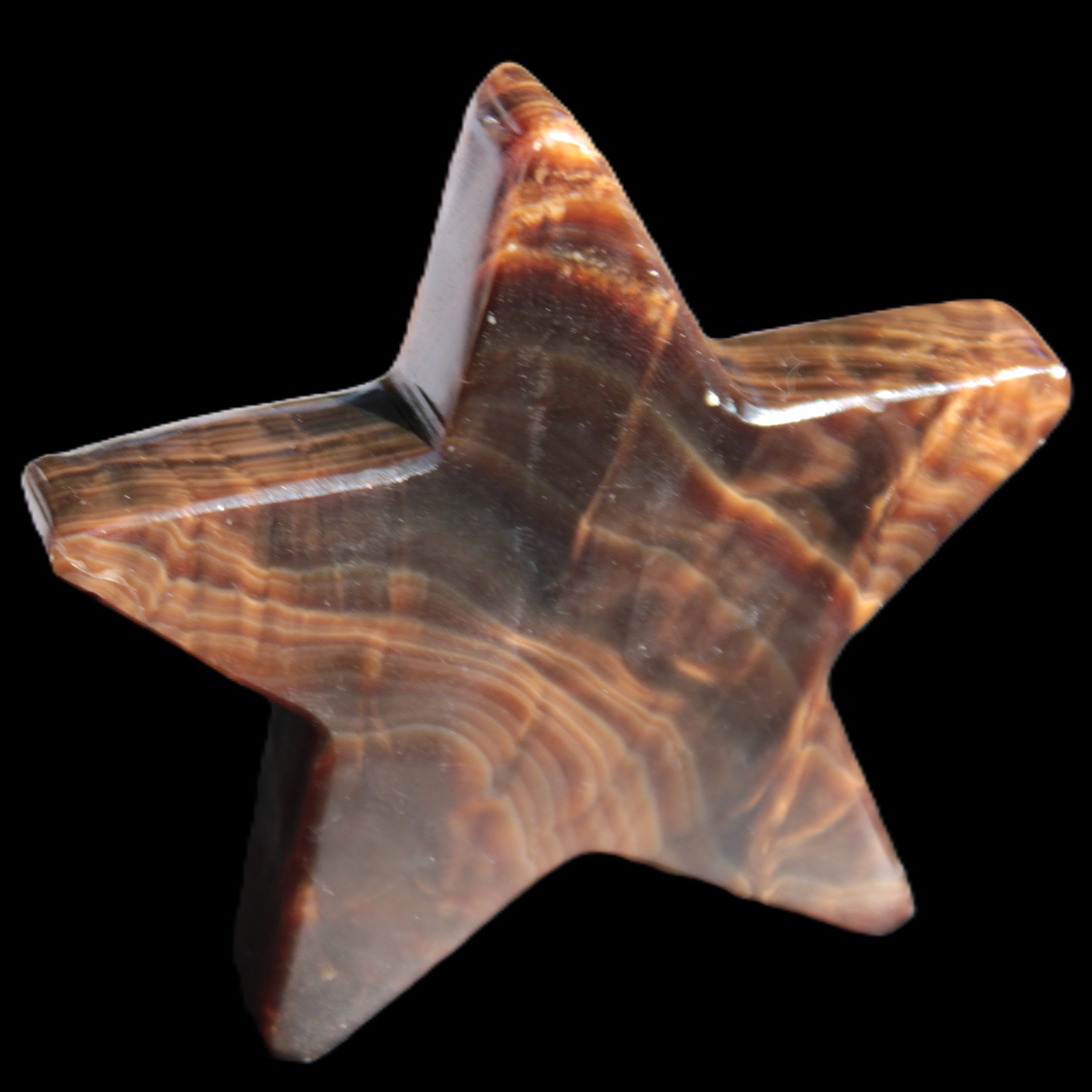 Chocolate Calcite Star 103*19mm 243.3g in very bright sunshine - Rocks and Things Store