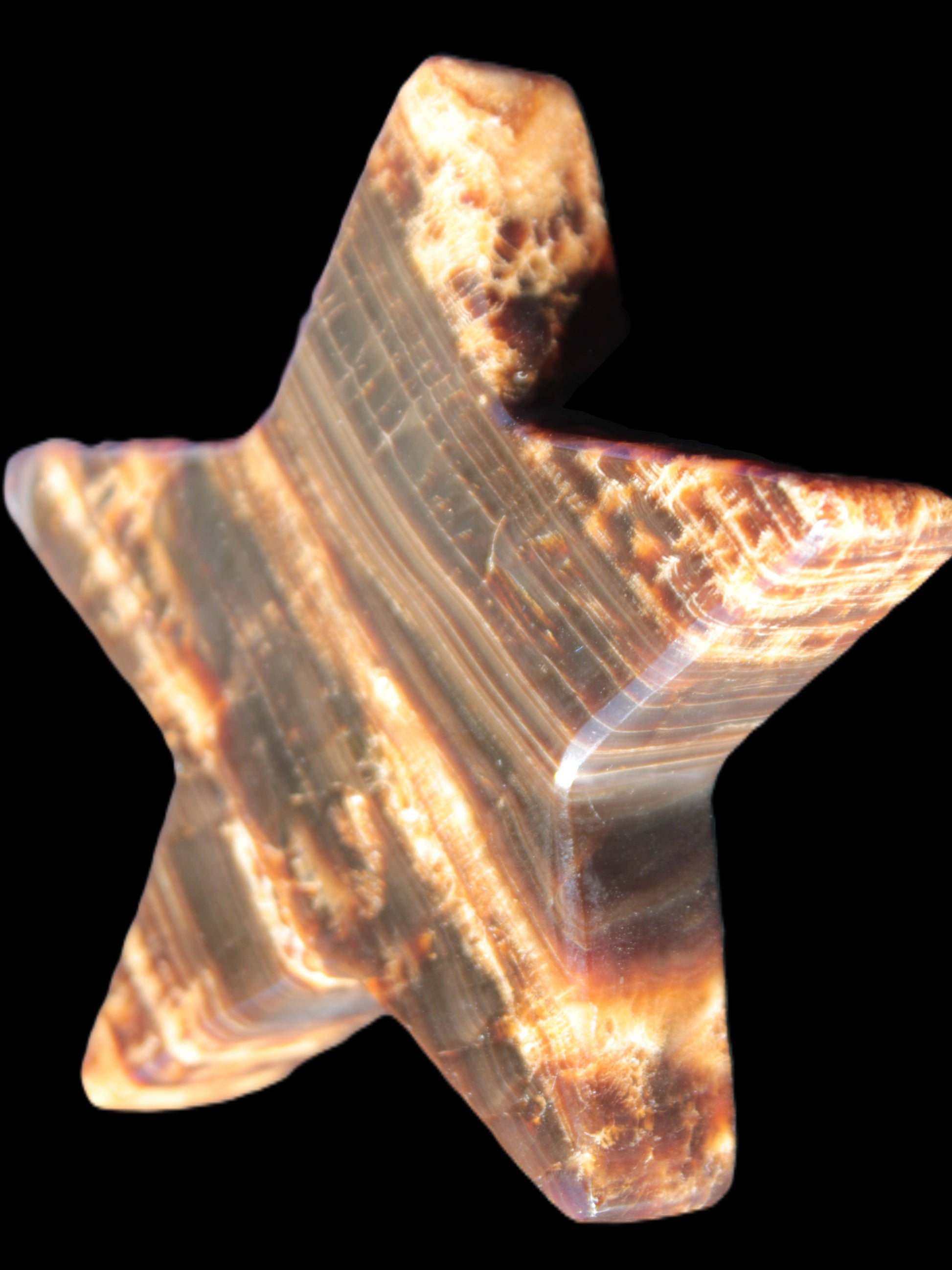 Chocolate Calcite Star 103*18mm 249.6g in bright sunshine - Rocks and Things Store