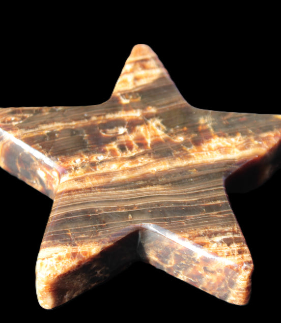 Chocolate Calcite Star 103*18mm 249.6g in bright sunshine - Rocks and Things Store