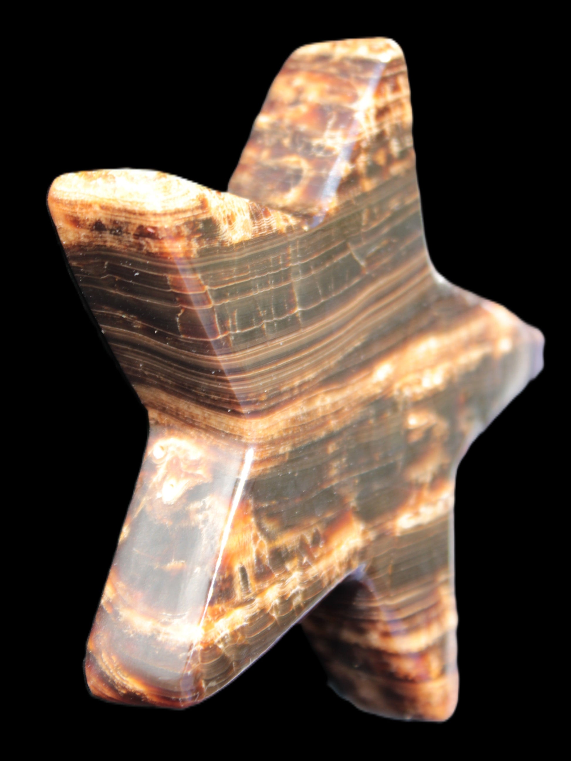 Chocolate Calcite Star 103*18mm 249.6g in bright sunshine - Rocks and Things Store