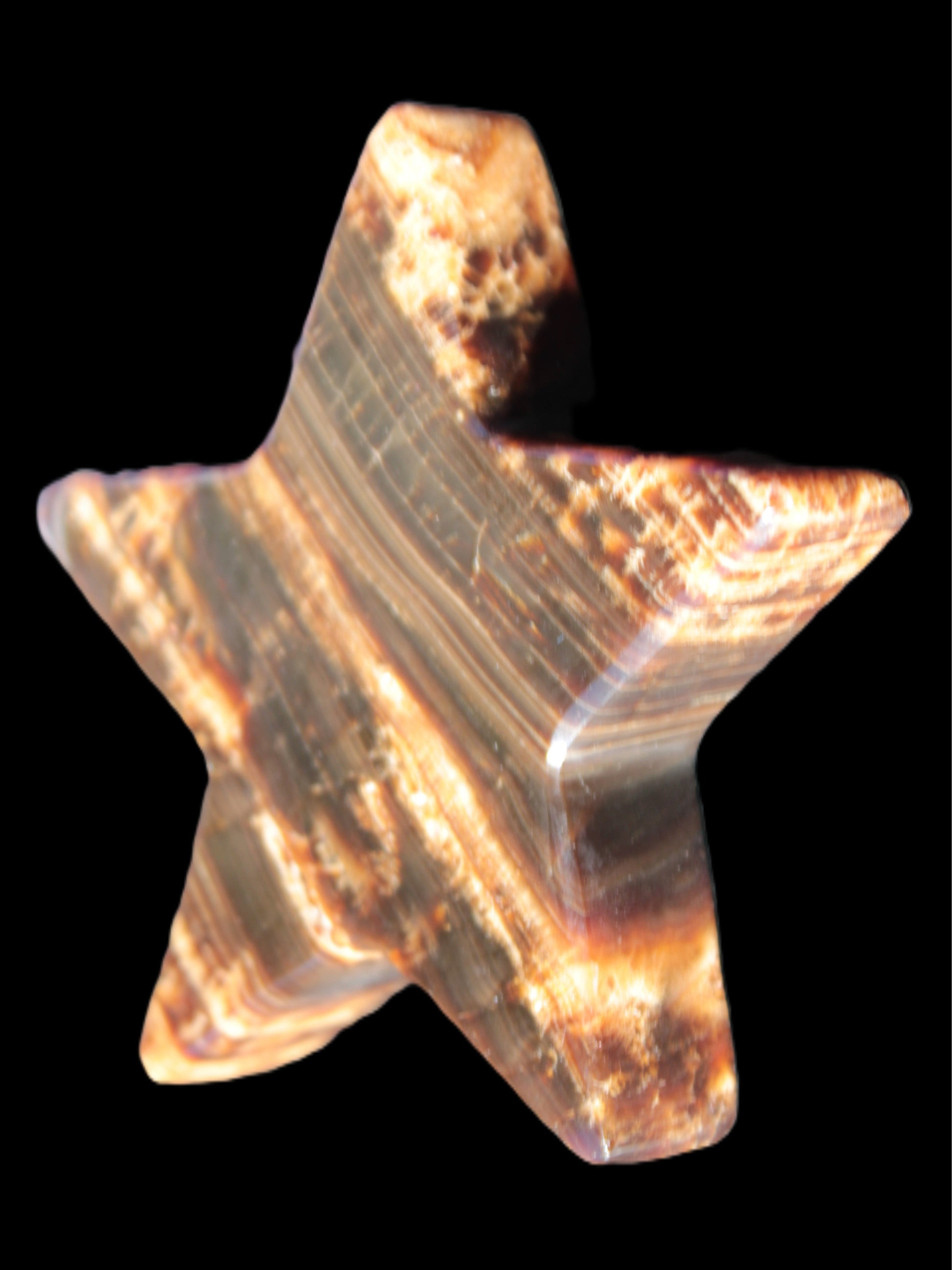 Chocolate Calcite Star 103*18mm 249.6g in bright sunshine - Rocks and Things Store