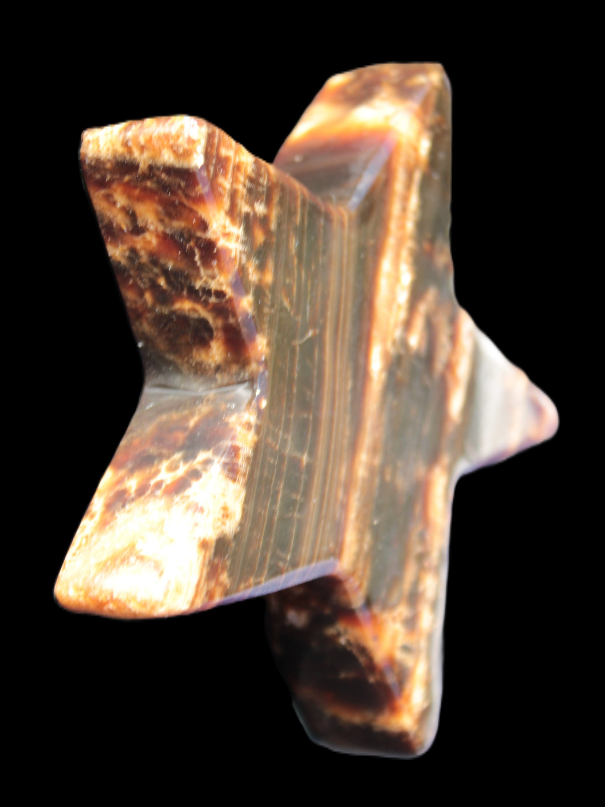 Chocolate Calcite Star 103*18mm 249.6g in bright sunshine - Rocks and Things Store