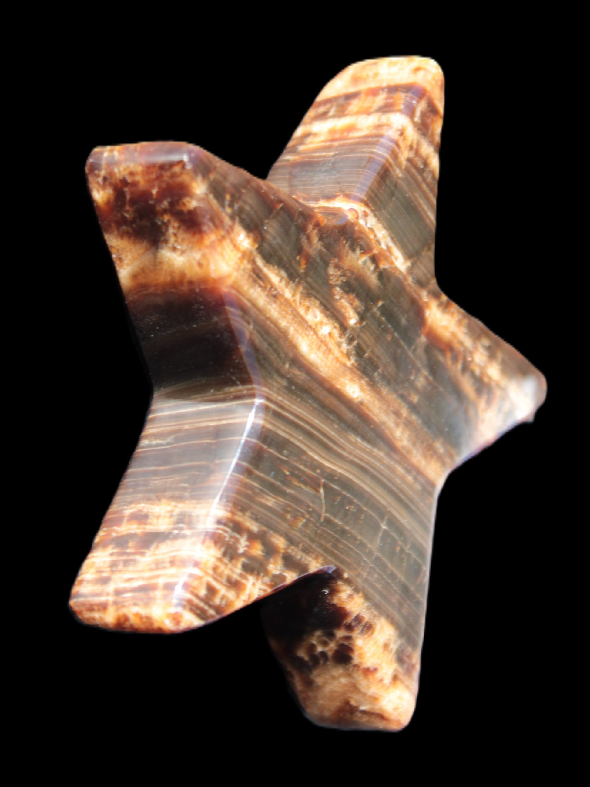 Chocolate Calcite Star 103*18mm 249.6g in bright sunshine - Rocks and Things Store