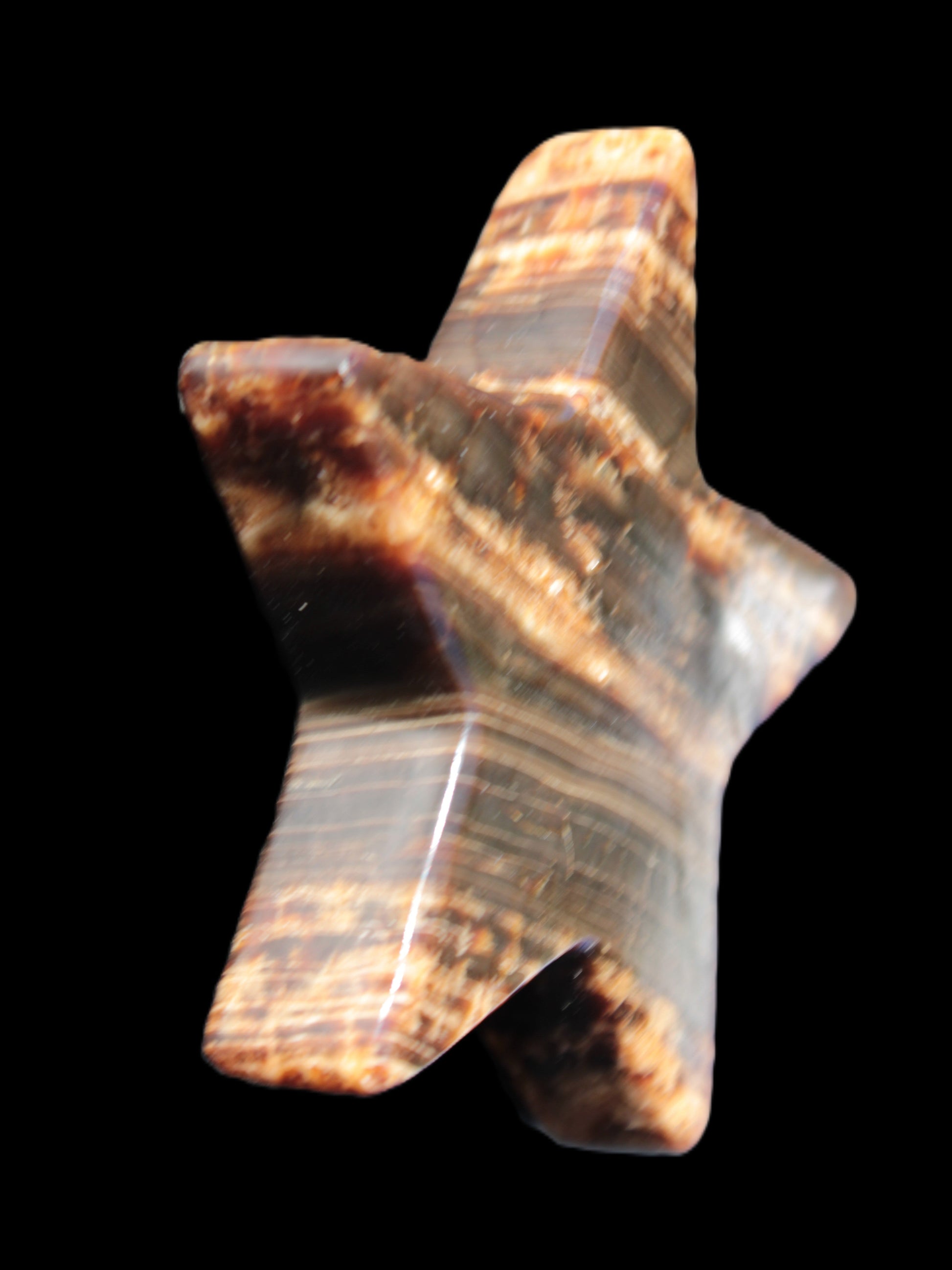 Chocolate Calcite Star 103*18mm 249.6g in bright sunshine - Rocks and Things Store