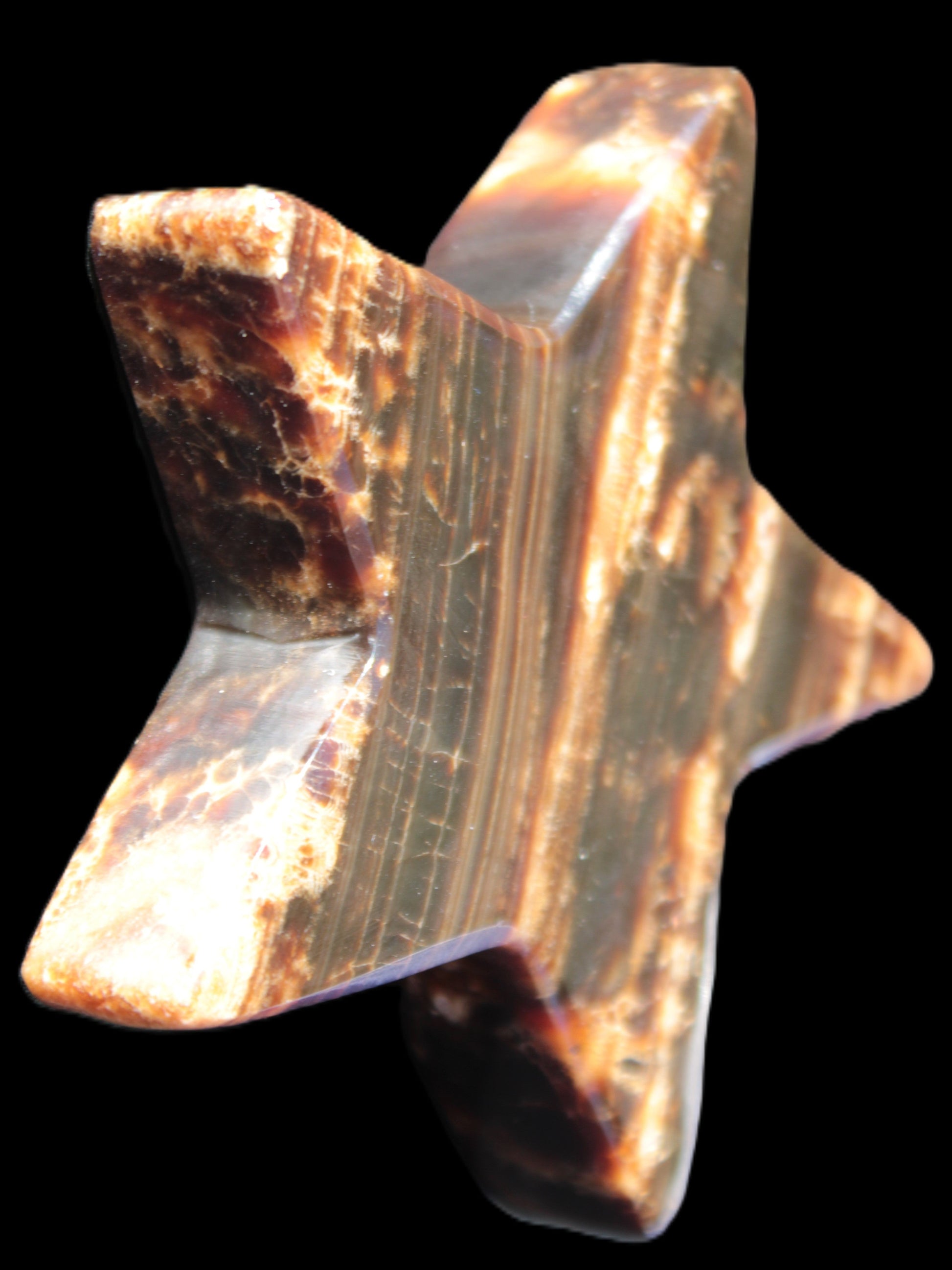 Chocolate Calcite Star 103*18mm 249.6g in bright sunshine - Rocks and Things Store