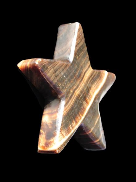 Chocolate Calcite Star 105*20mm 266.5g in bright sunlight - Rocks and Things Store