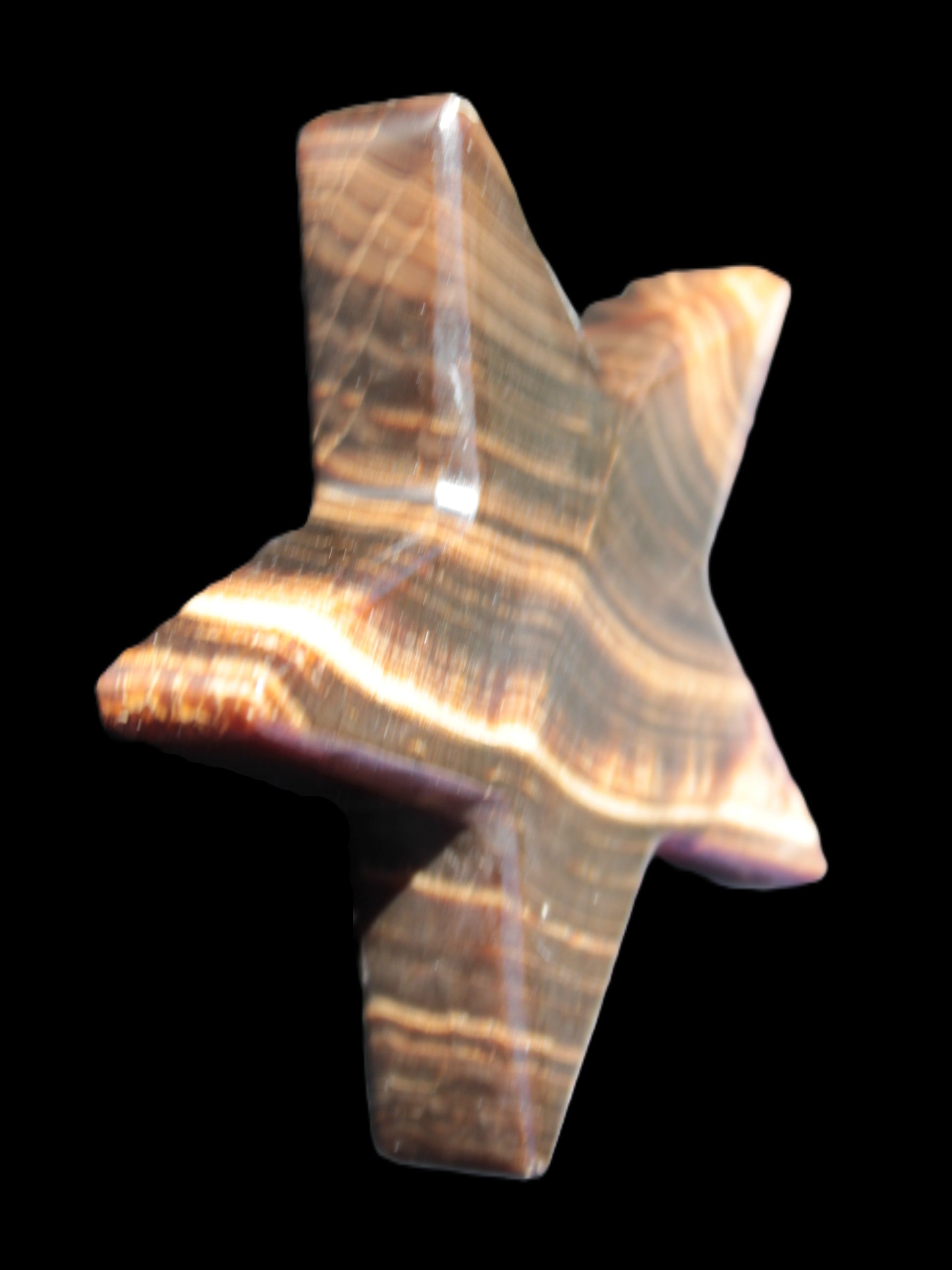 Chocolate Calcite Star 105*20mm 266.5g in bright sunlight - Rocks and Things Store