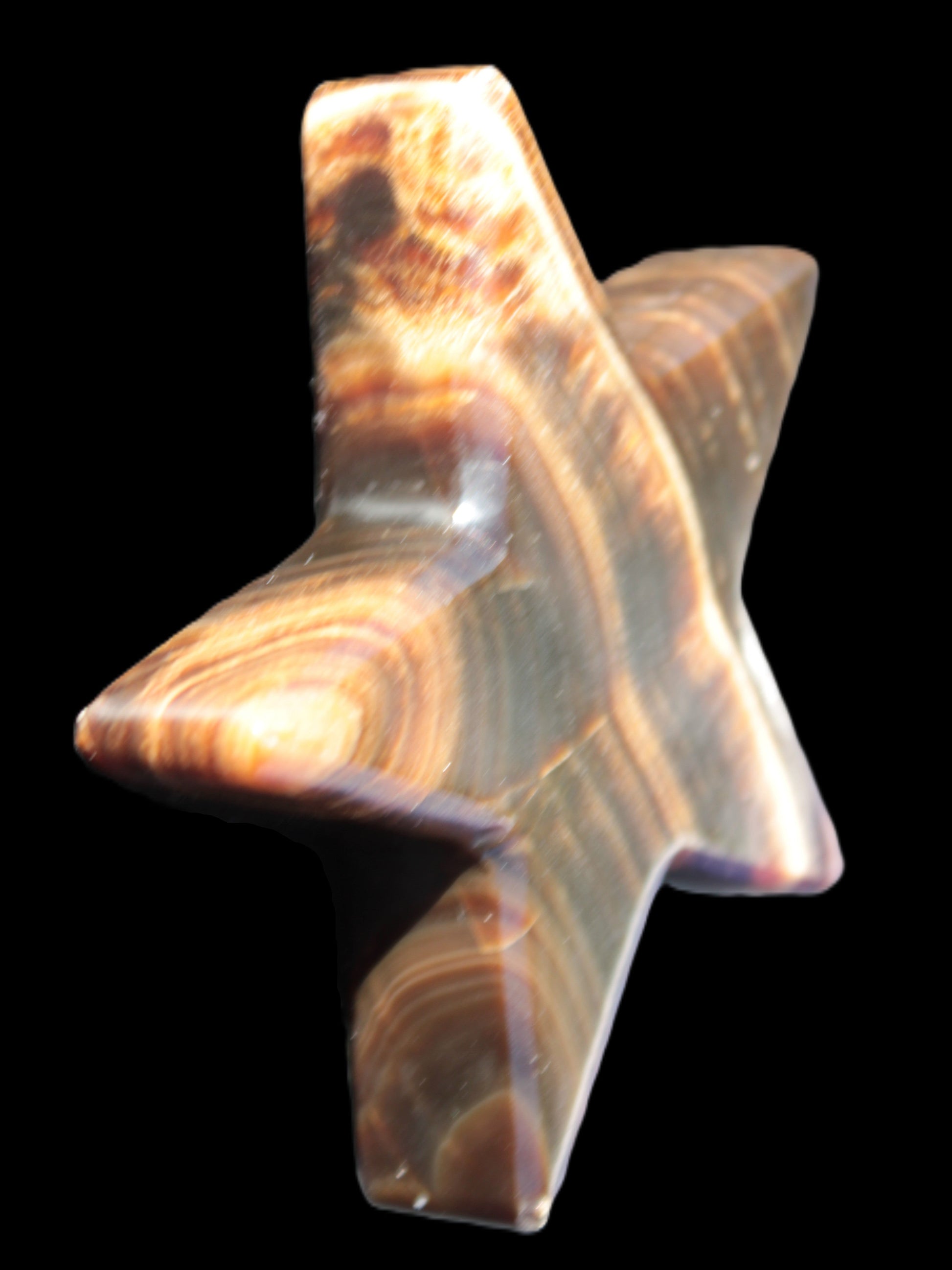 Chocolate Calcite Star 105*20mm 266.5g in bright sunlight - Rocks and Things Store